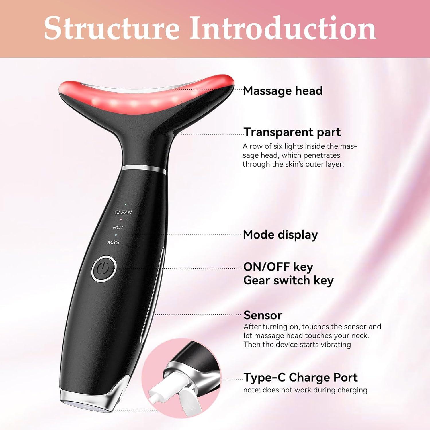 Masajeador Facial y de Cuello Linfático Erdnretl 7 Colores