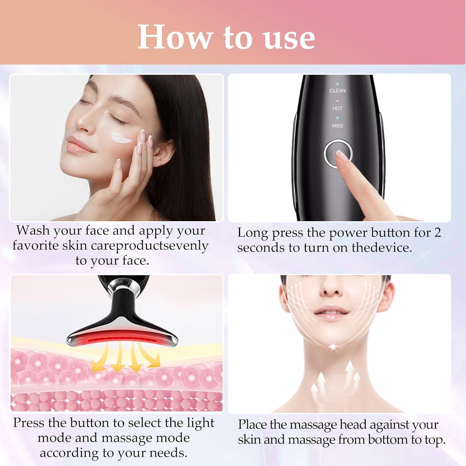 Masajeador Facial y de Cuello Linfático Erdnretl 7 Colores