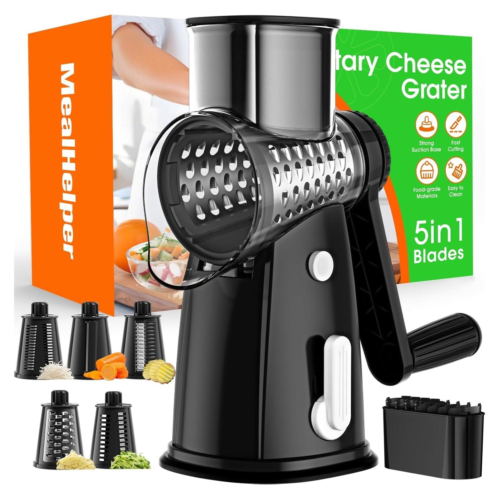 Rallador de Queso Rotativo MealHelper 5 Cuchillas Negro