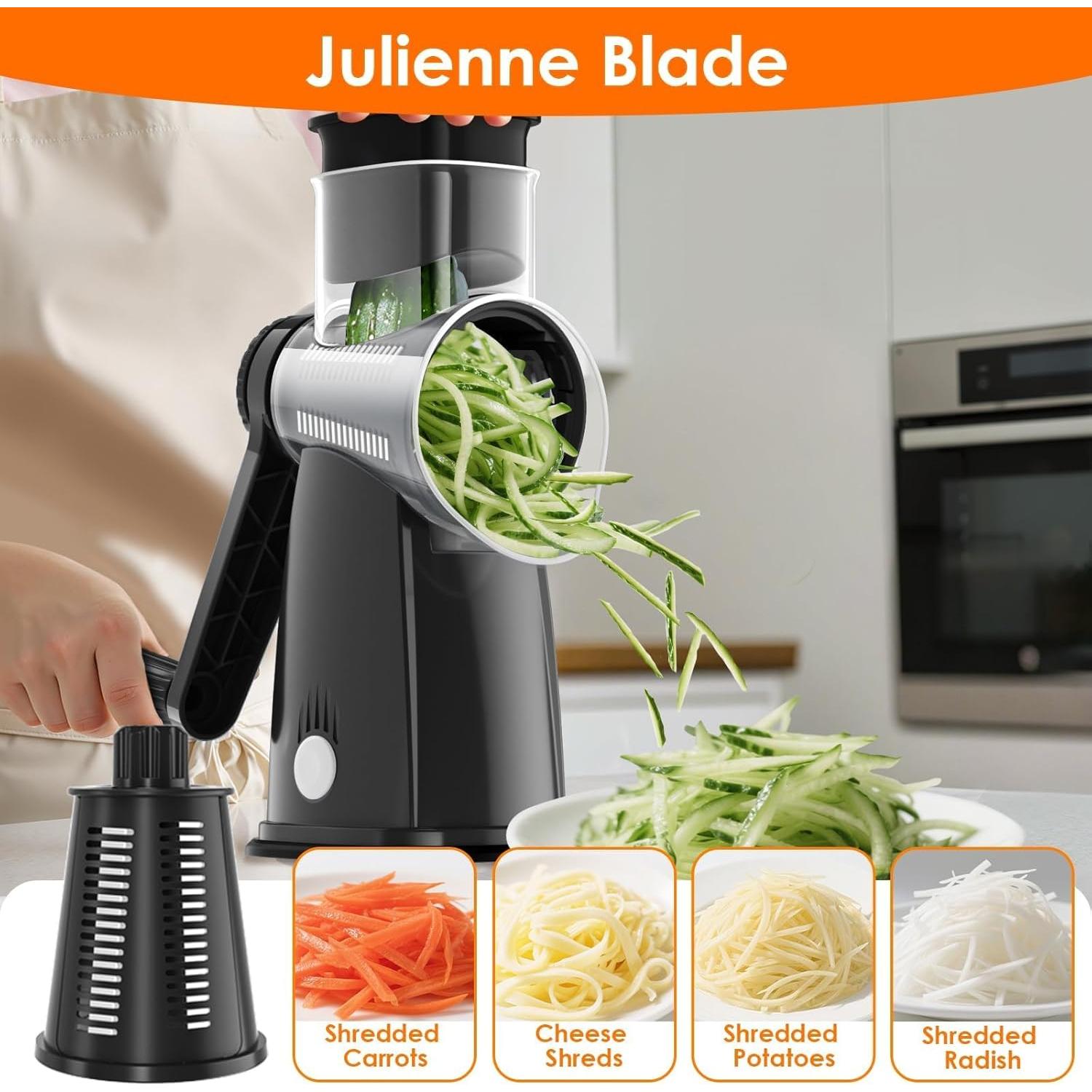 Rallador de Queso Rotativo MealHelper 5 Cuchillas Negro