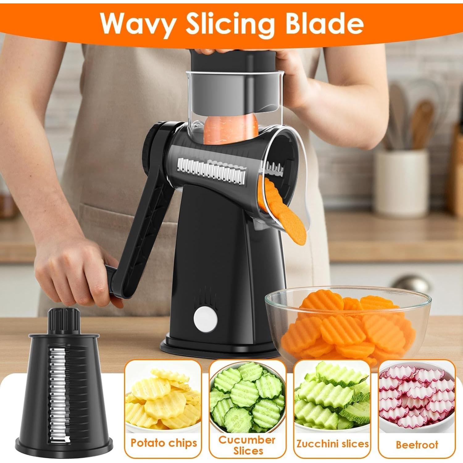 Rallador de Queso Rotativo MealHelper 5 Cuchillas Negro