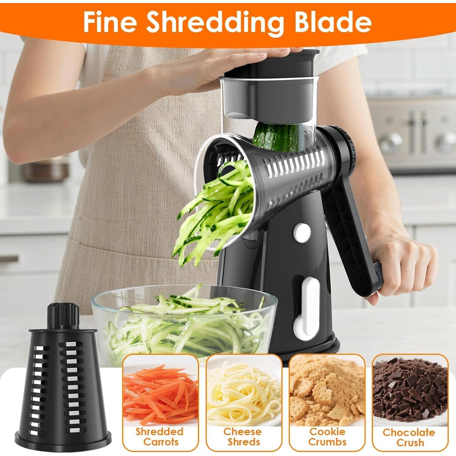 Rallador de Queso Rotativo MealHelper 5 Cuchillas Negro