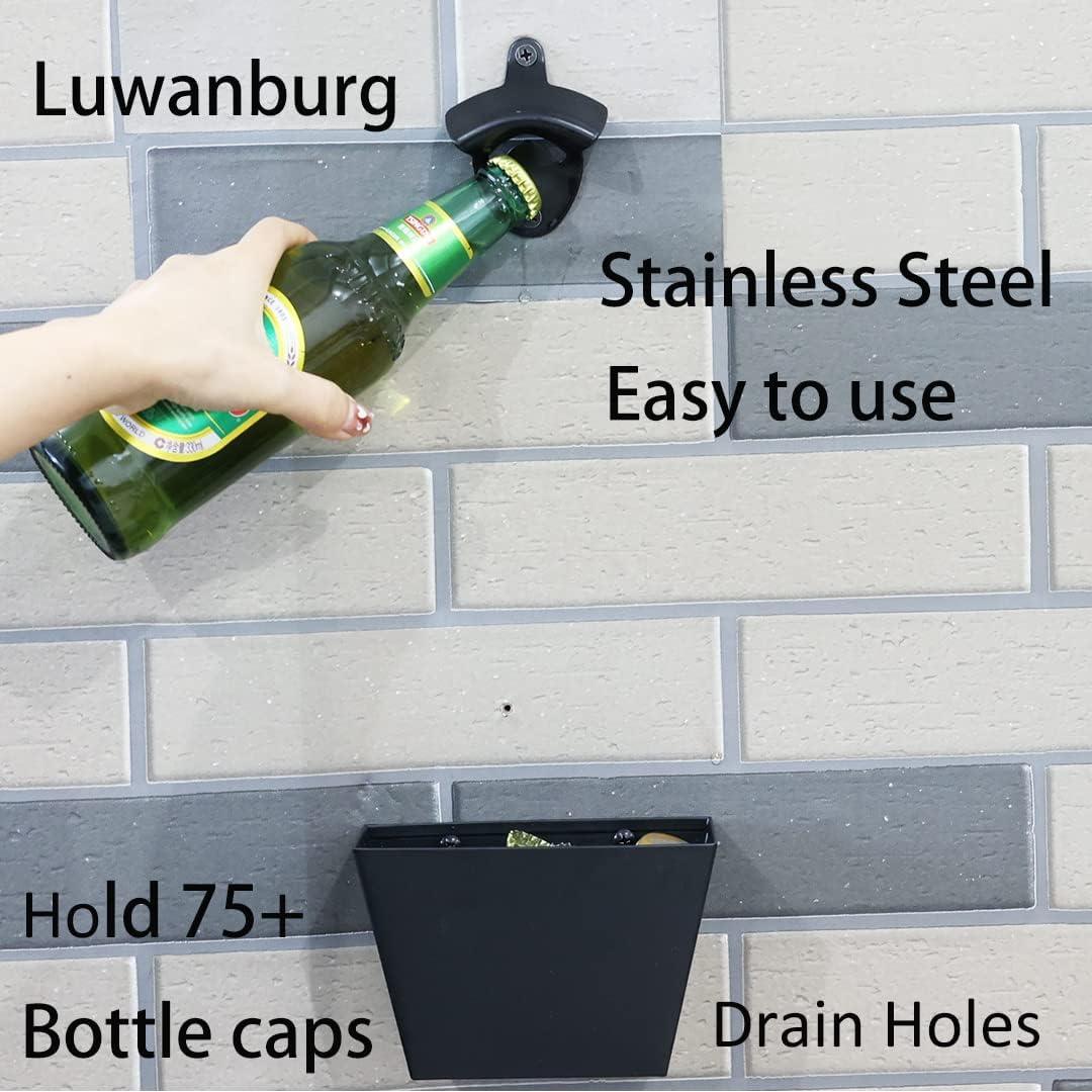 Abrebotellas de pared Luwanburg negro acero inoxidable