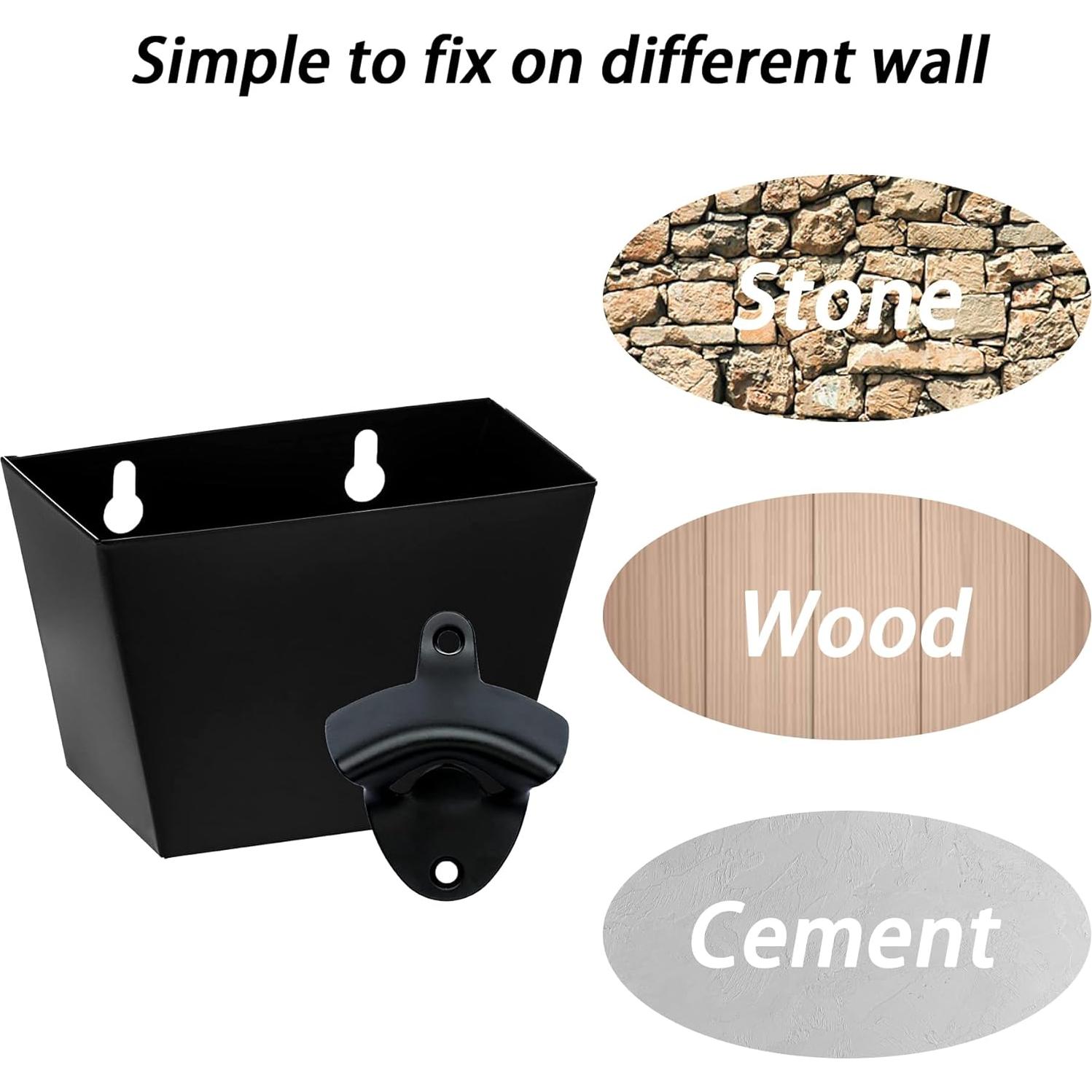 Abrebotellas de pared Luwanburg negro acero inoxidable