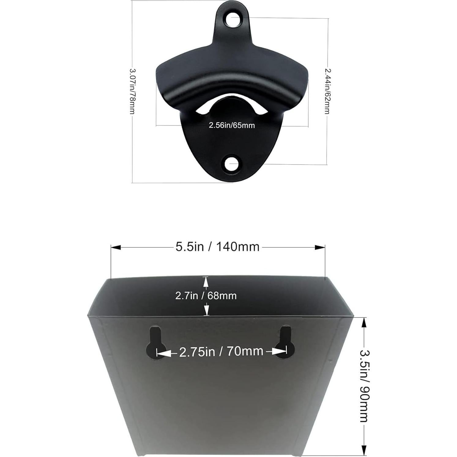 Abrebotellas de pared Luwanburg negro acero inoxidable