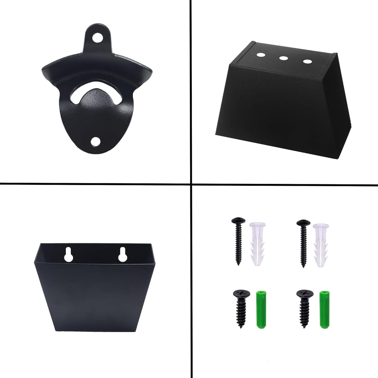 Abrebotellas de pared Luwanburg negro acero inoxidable