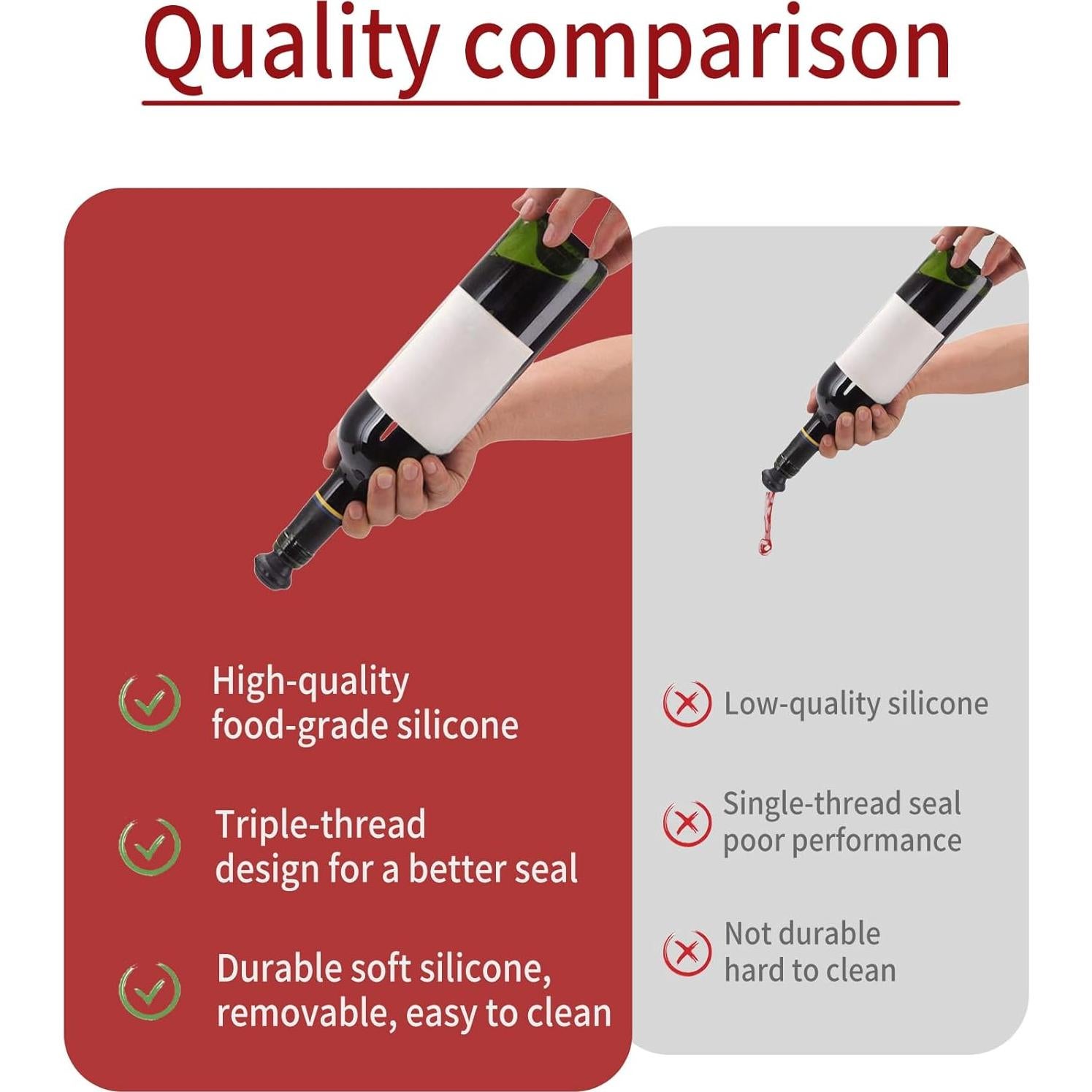 Juego de 3 Tapones de Vacío para Vino KAEZDD - Silicona