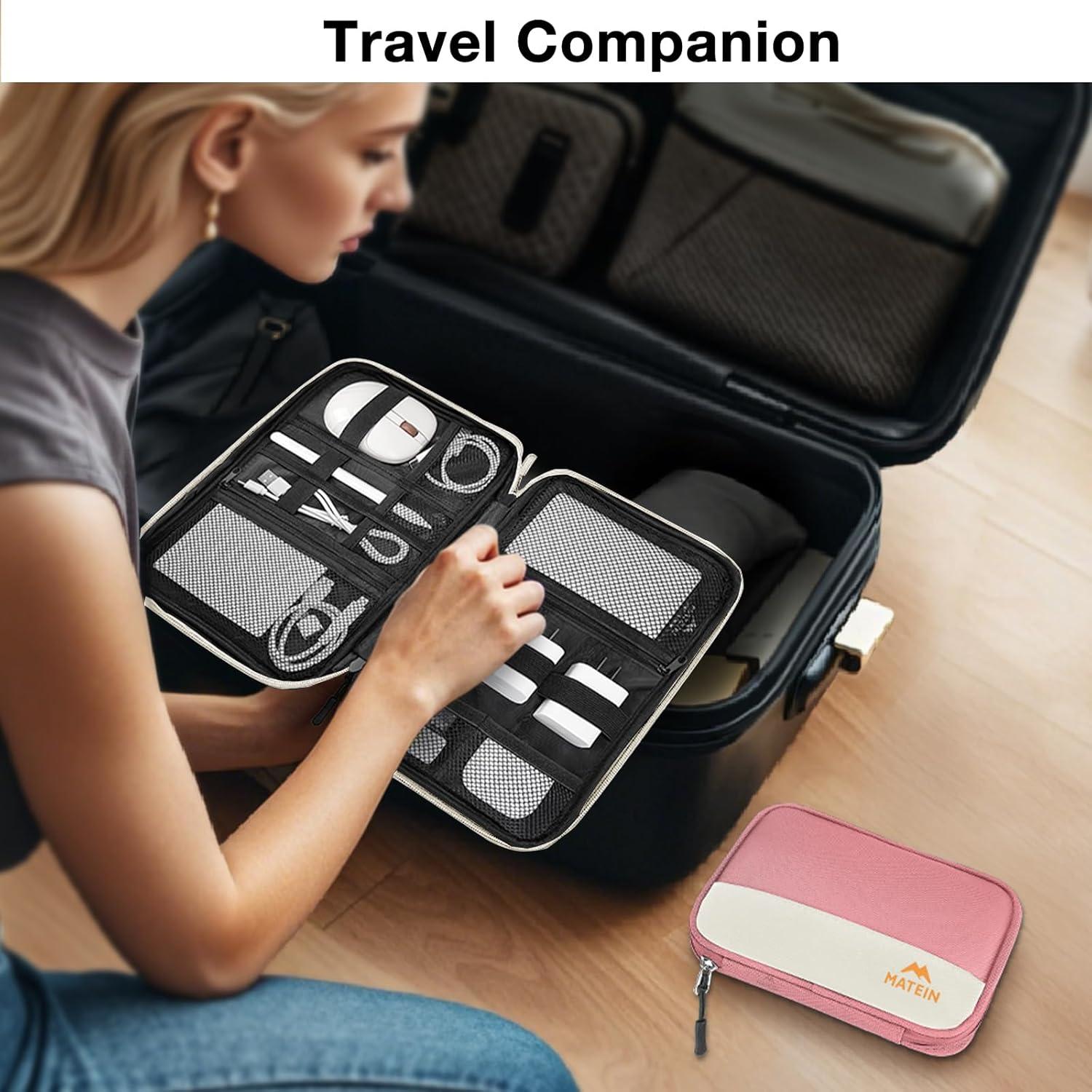 Estuche Organizador de Cables MATEIN 2 Pack Beige Resistente