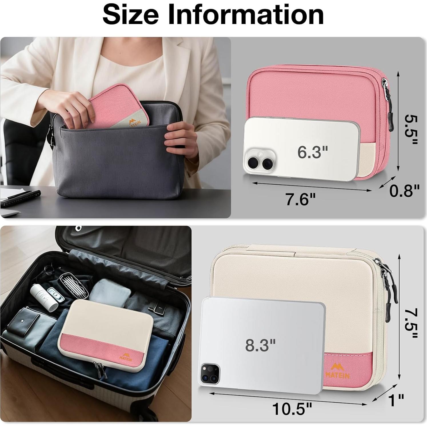 Estuche Organizador de Cables MATEIN 2 Pack Beige Resistente