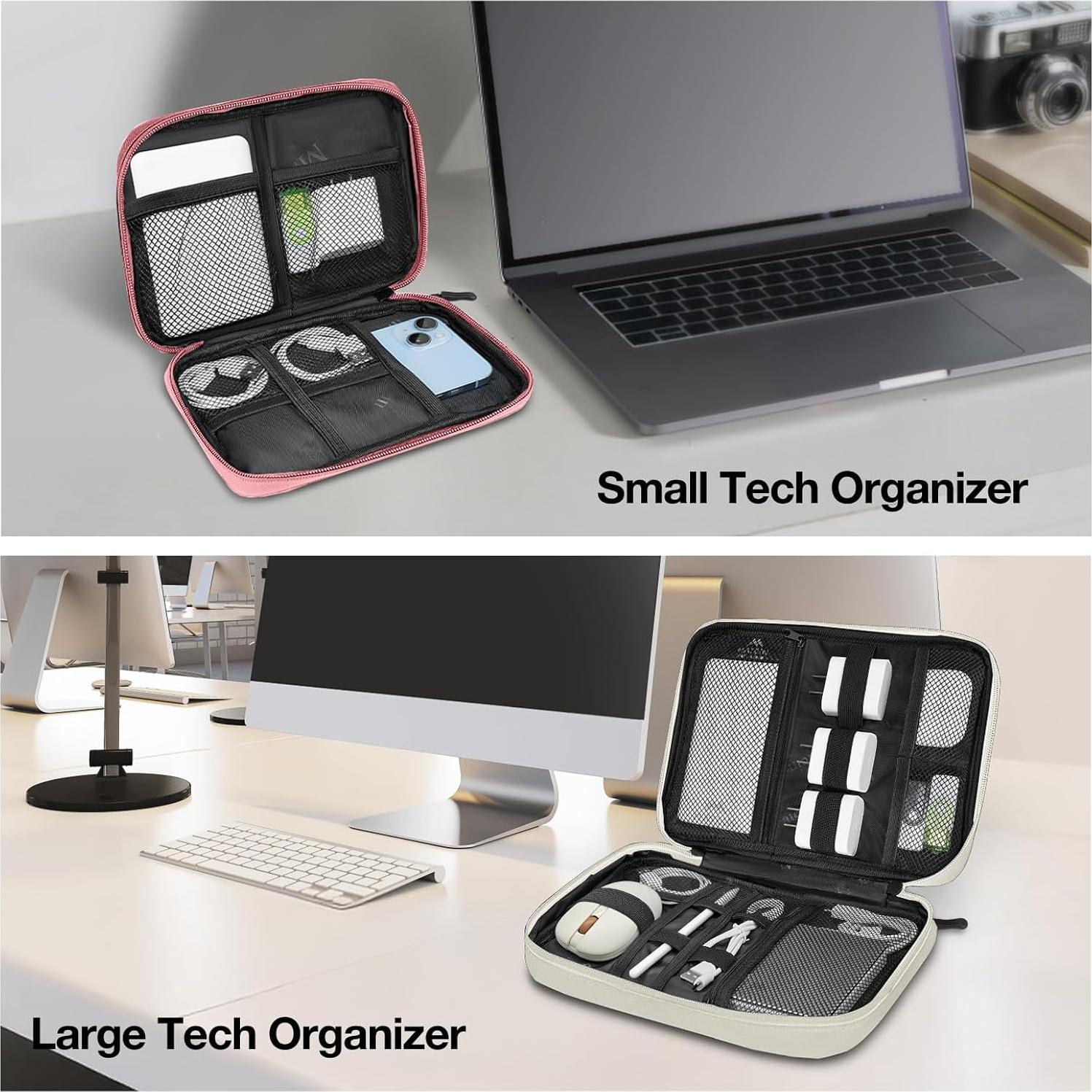 Estuche Organizador de Cables MATEIN 2 Pack Beige Resistente