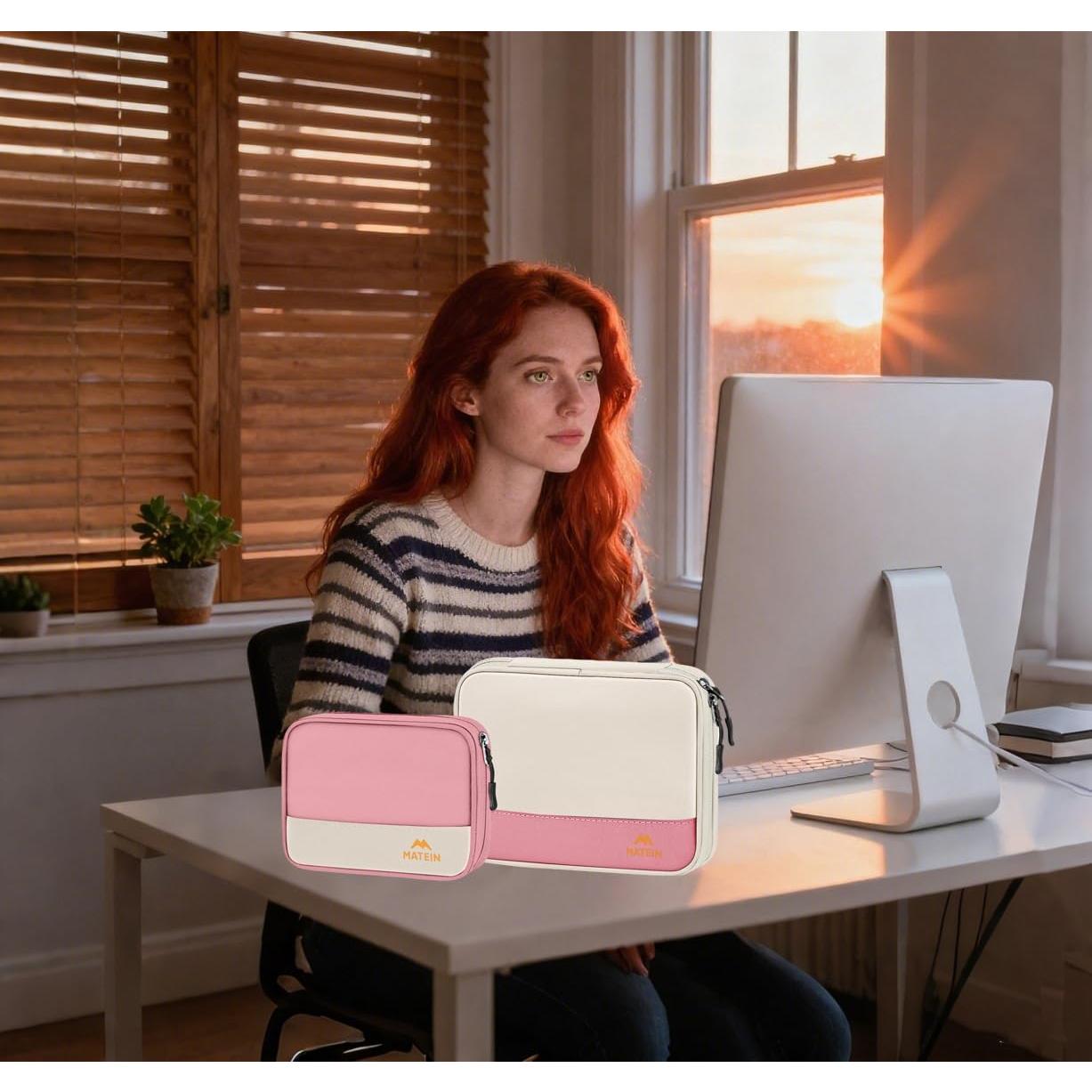 Estuche Organizador de Cables MATEIN 2 Pack Beige Resistente