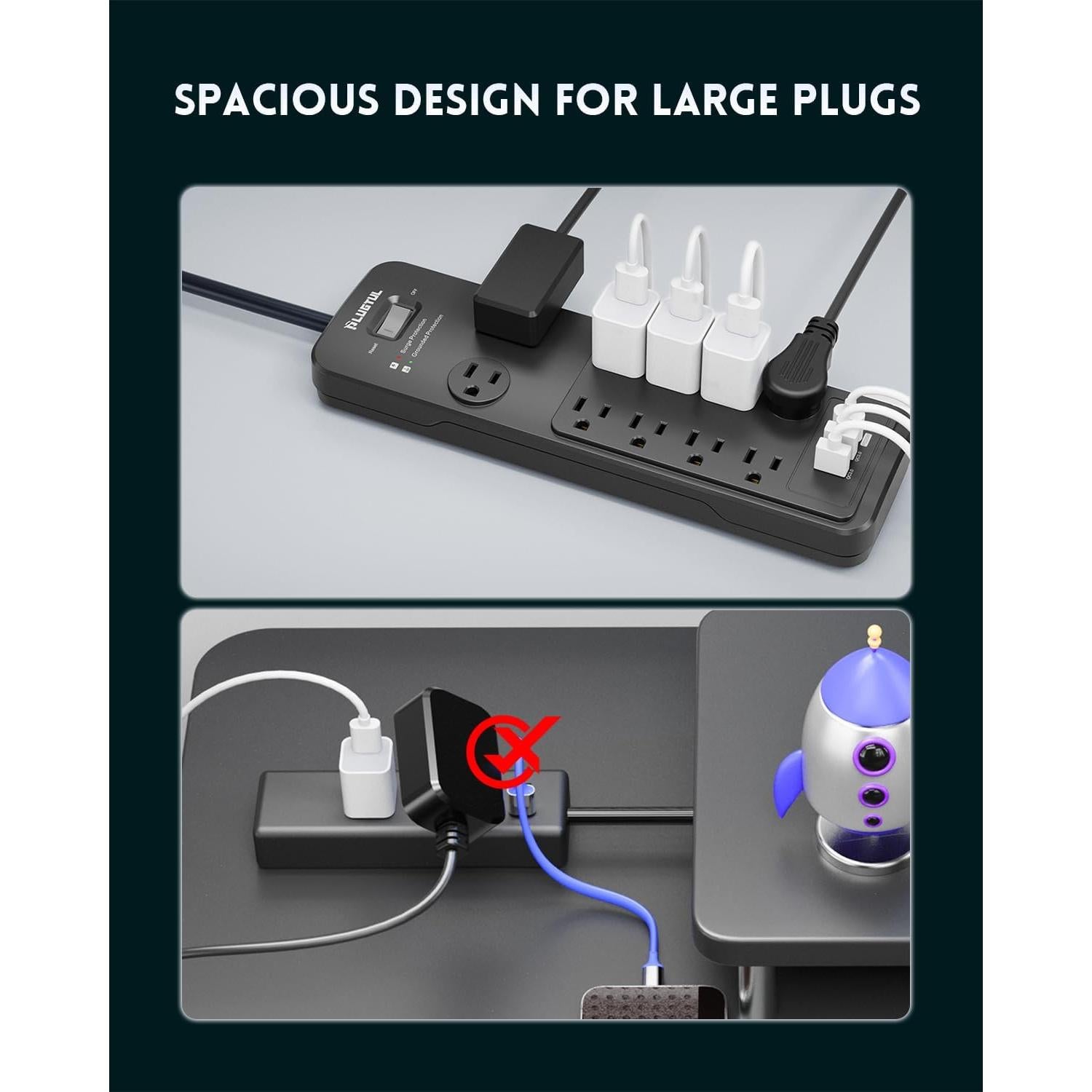 Protector de Sobretensión PLUGTUL 10FT 2040J 10 Salidas USB-C