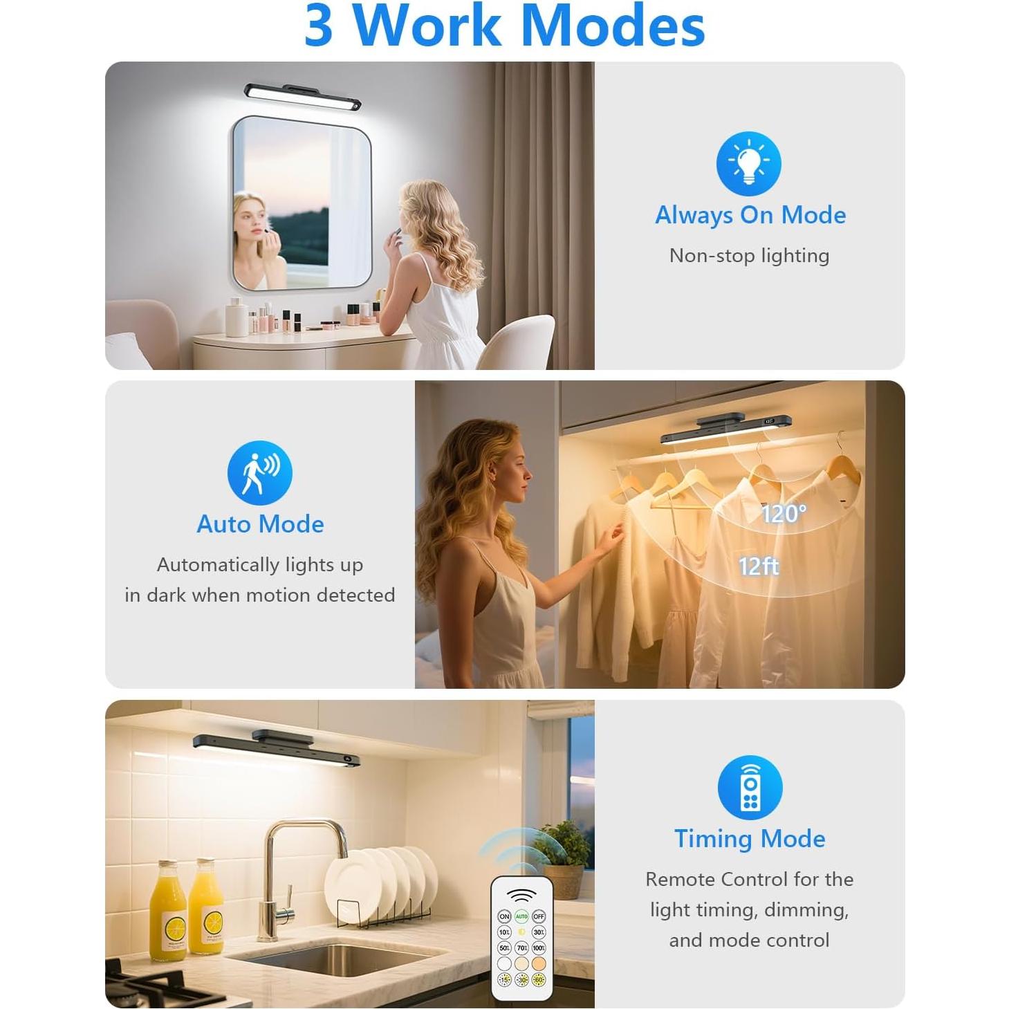 Barra de Luz LED Ferswe 3W con Sensor de Movimiento y Control Remoto