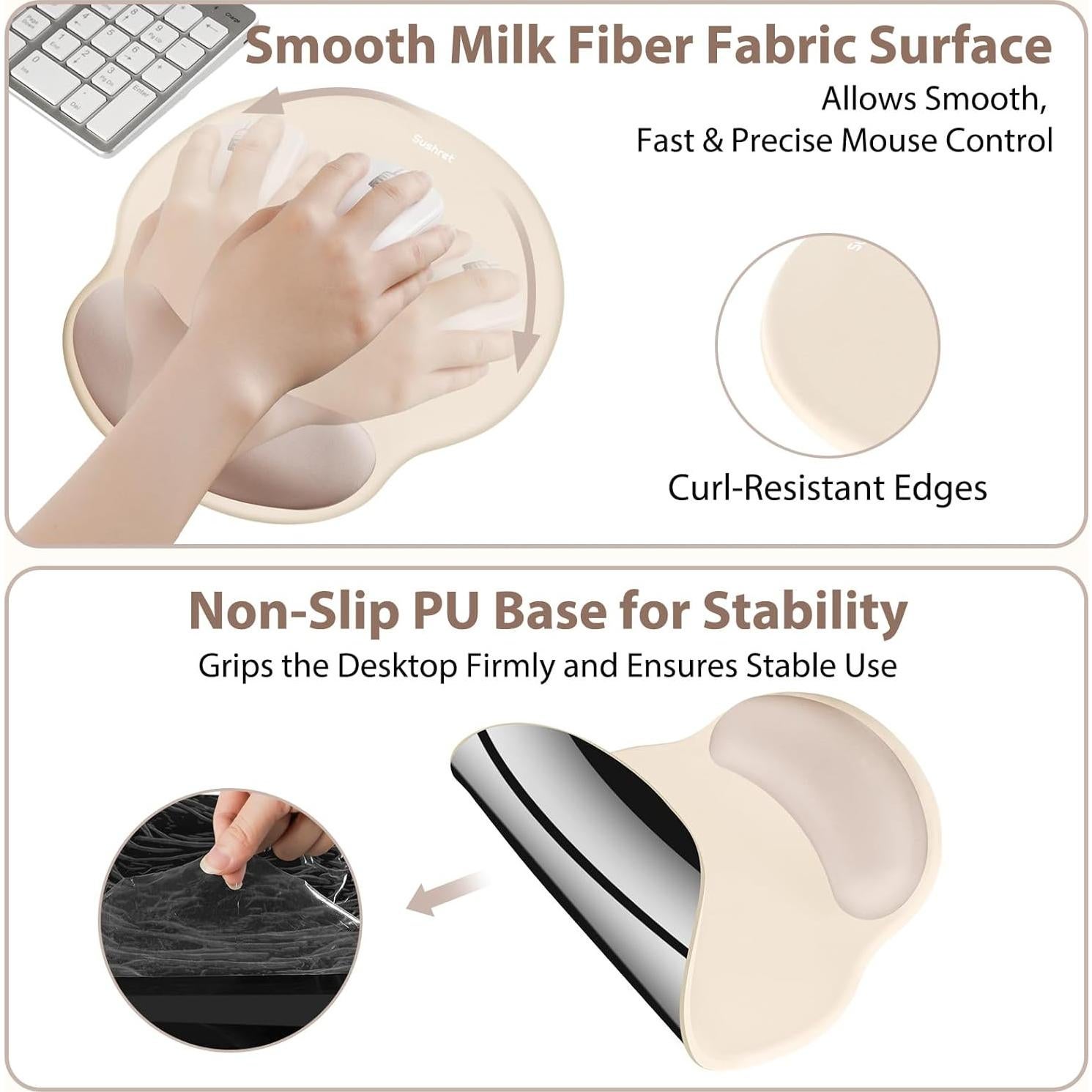 Set Alfombrilla de Ratón y Reposamuñecas Ergonómico Albaricoque