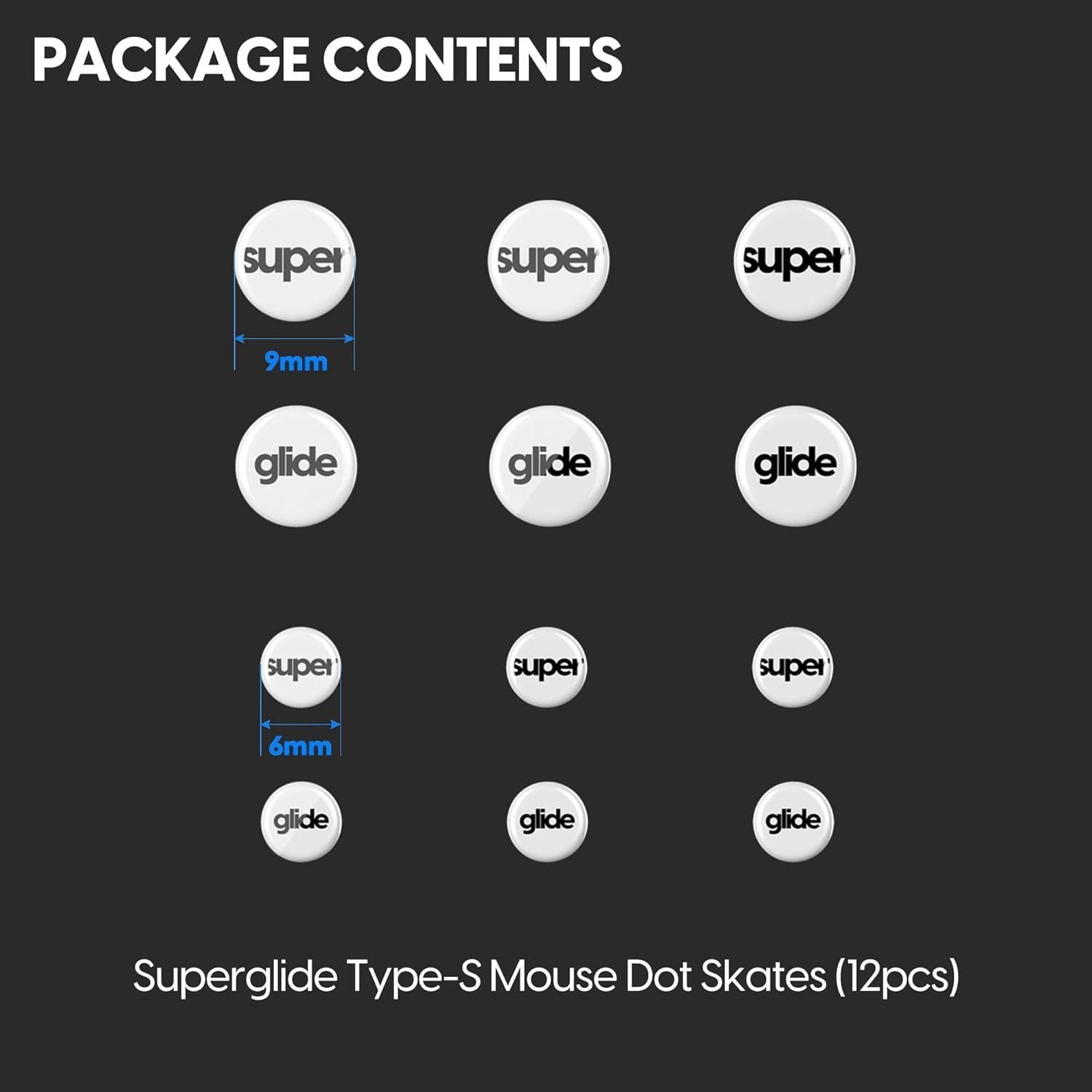 Patines de Ratón Superglide Tipo-S 6mm y 9mm - Vidrio Blanco