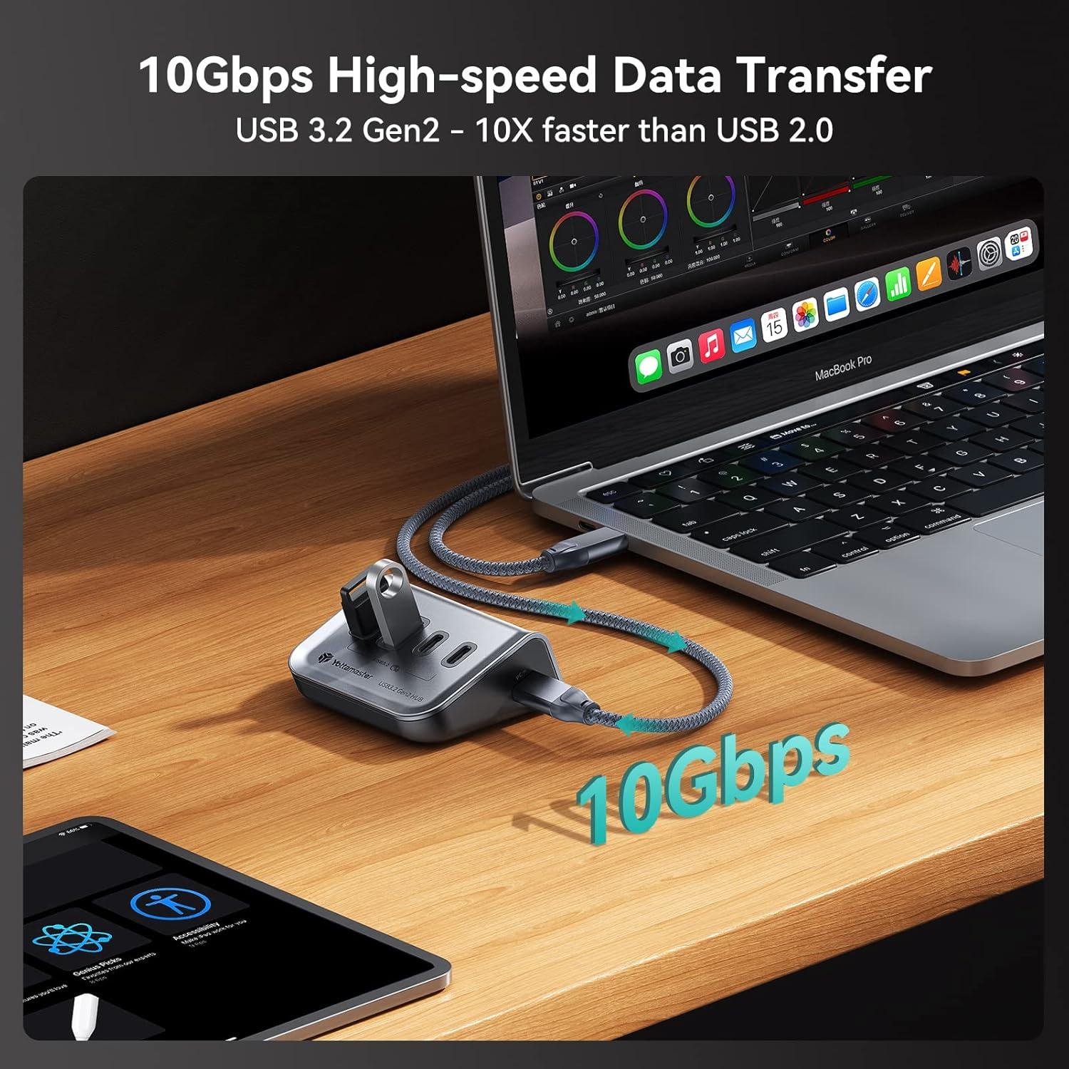 Hub USB 3.2 Yottamaster Triangular 2 USB-C 2 USB-A 10Gbps