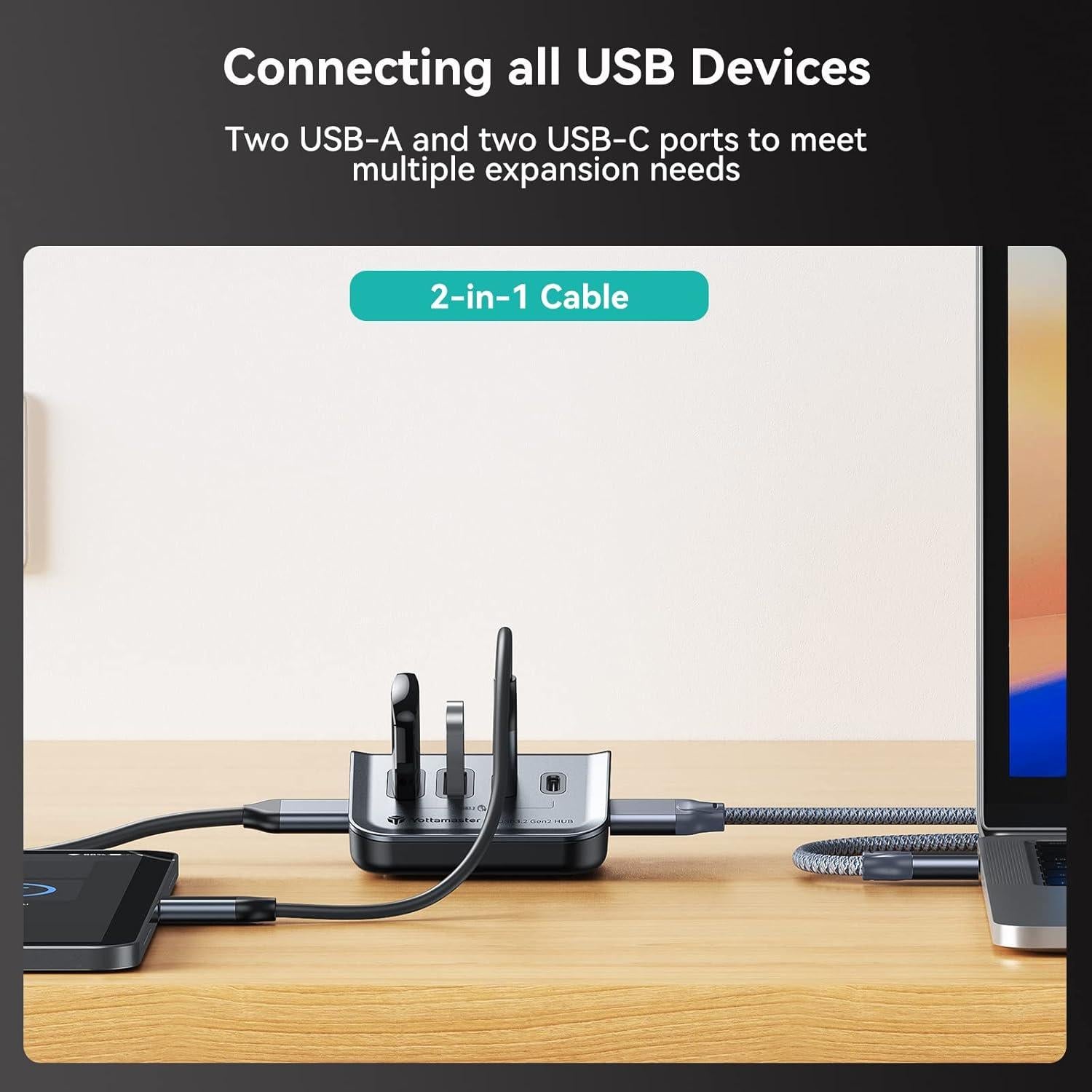 Hub USB 3.2 Yottamaster Triangular 2 USB-C 2 USB-A 10Gbps