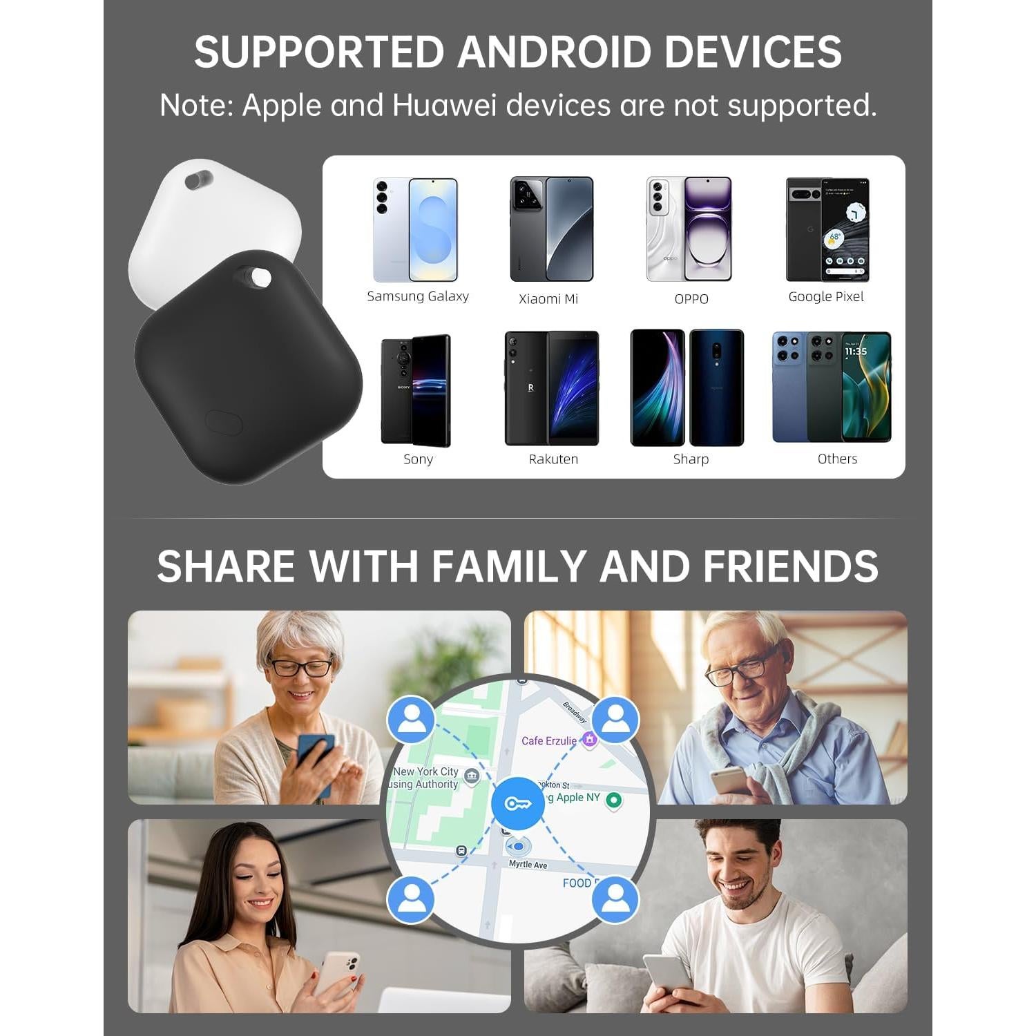 Rastreador Bluetooth Android Pepisk F02-B Negro IP67