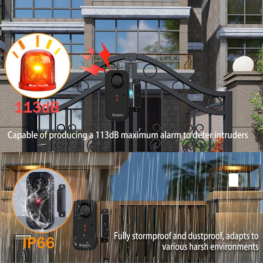 Alarma de Puerta/Ventana Beapers IP66 con Control Remoto 113dB
