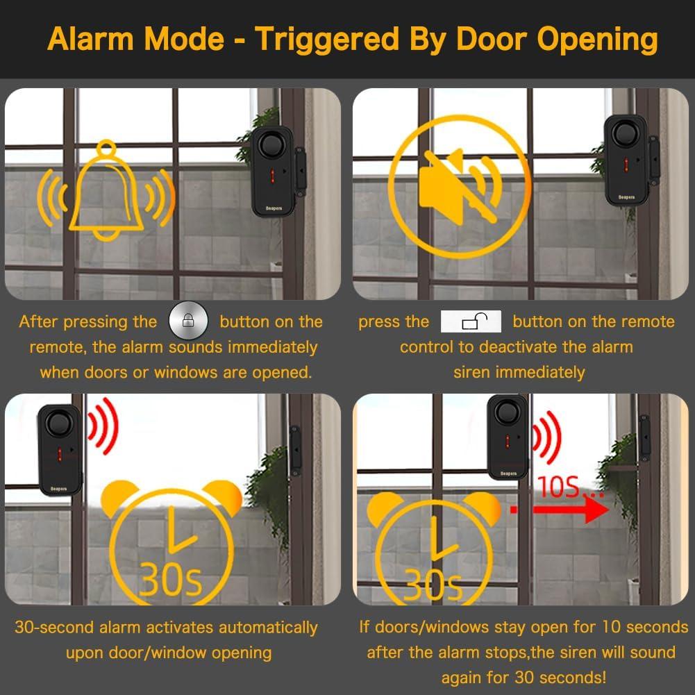 Alarma de Puerta/Ventana Beapers IP66 con Control Remoto 113dB