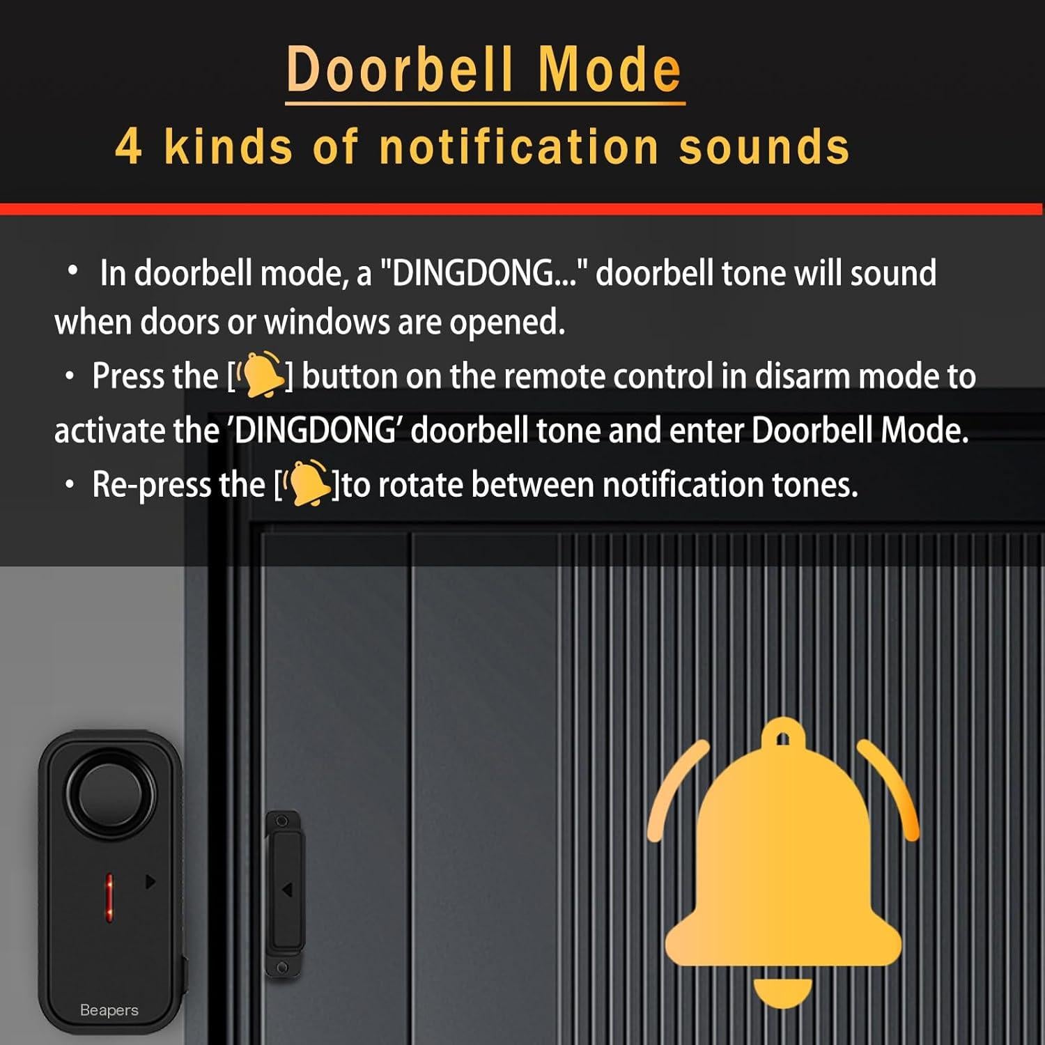 Alarma de Puerta/Ventana Beapers IP66 con Control Remoto 113dB