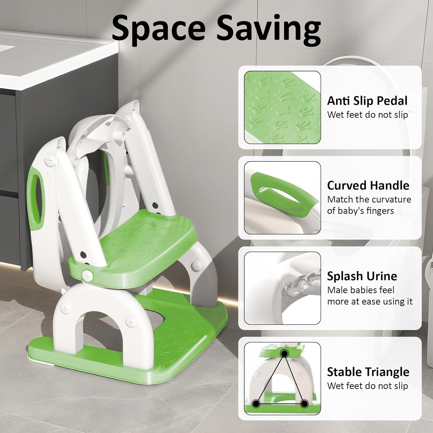 Asiento de Entrenamiento para Baño DEEKI Verde 2 en 1 Ajustable
