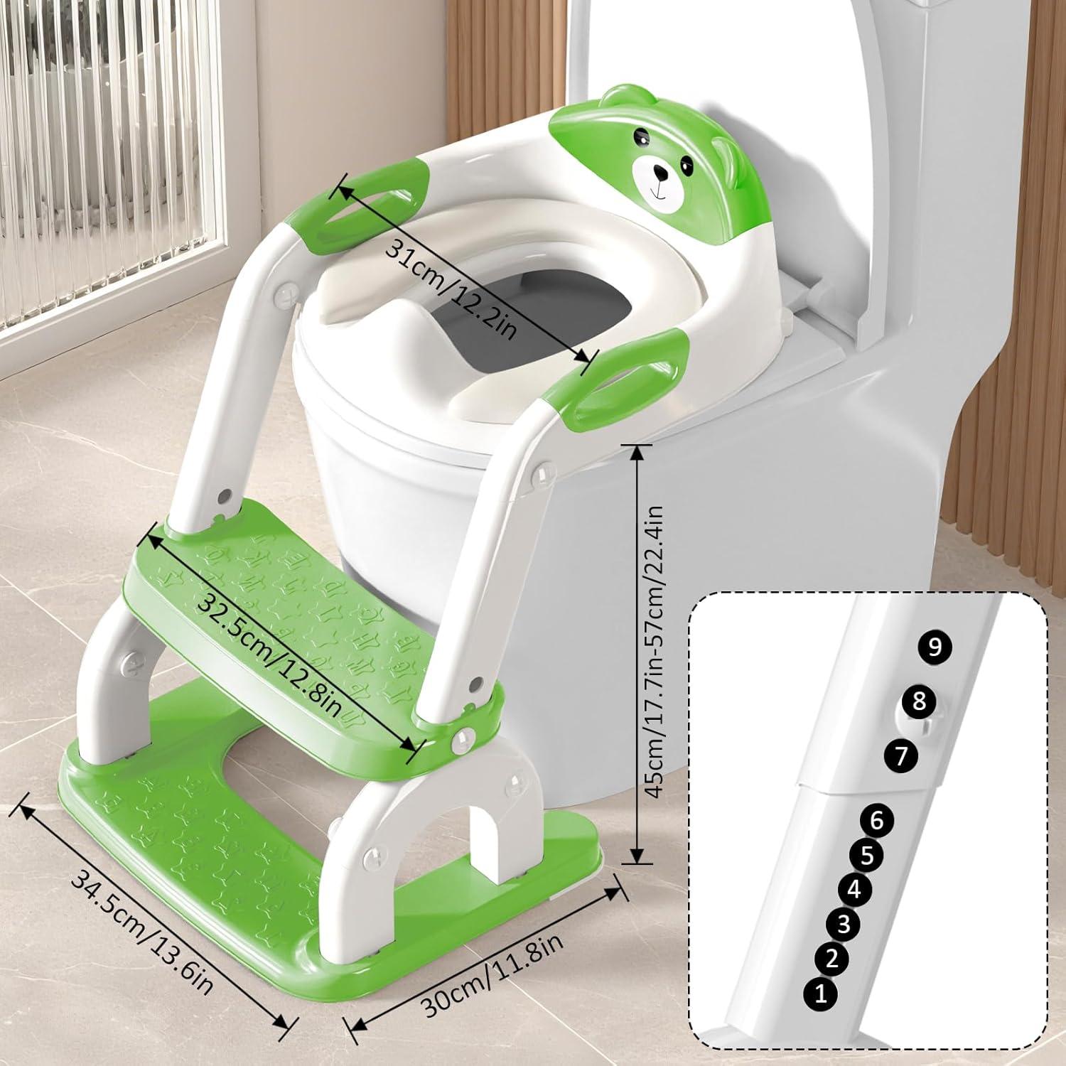 Asiento de Entrenamiento para Baño DEEKI Verde 2 en 1 Ajustable