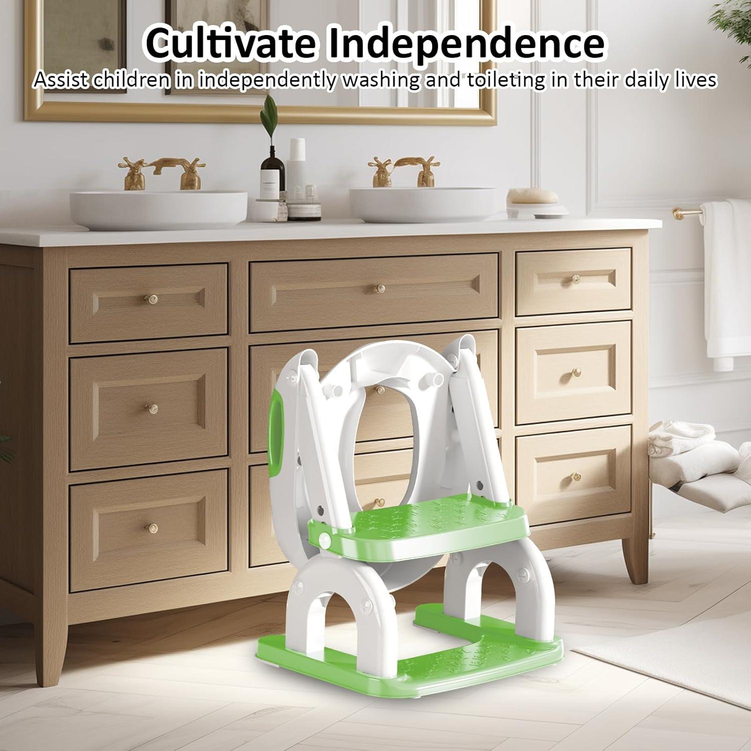 Asiento de Entrenamiento para Baño DEEKI Verde 2 en 1 Ajustable