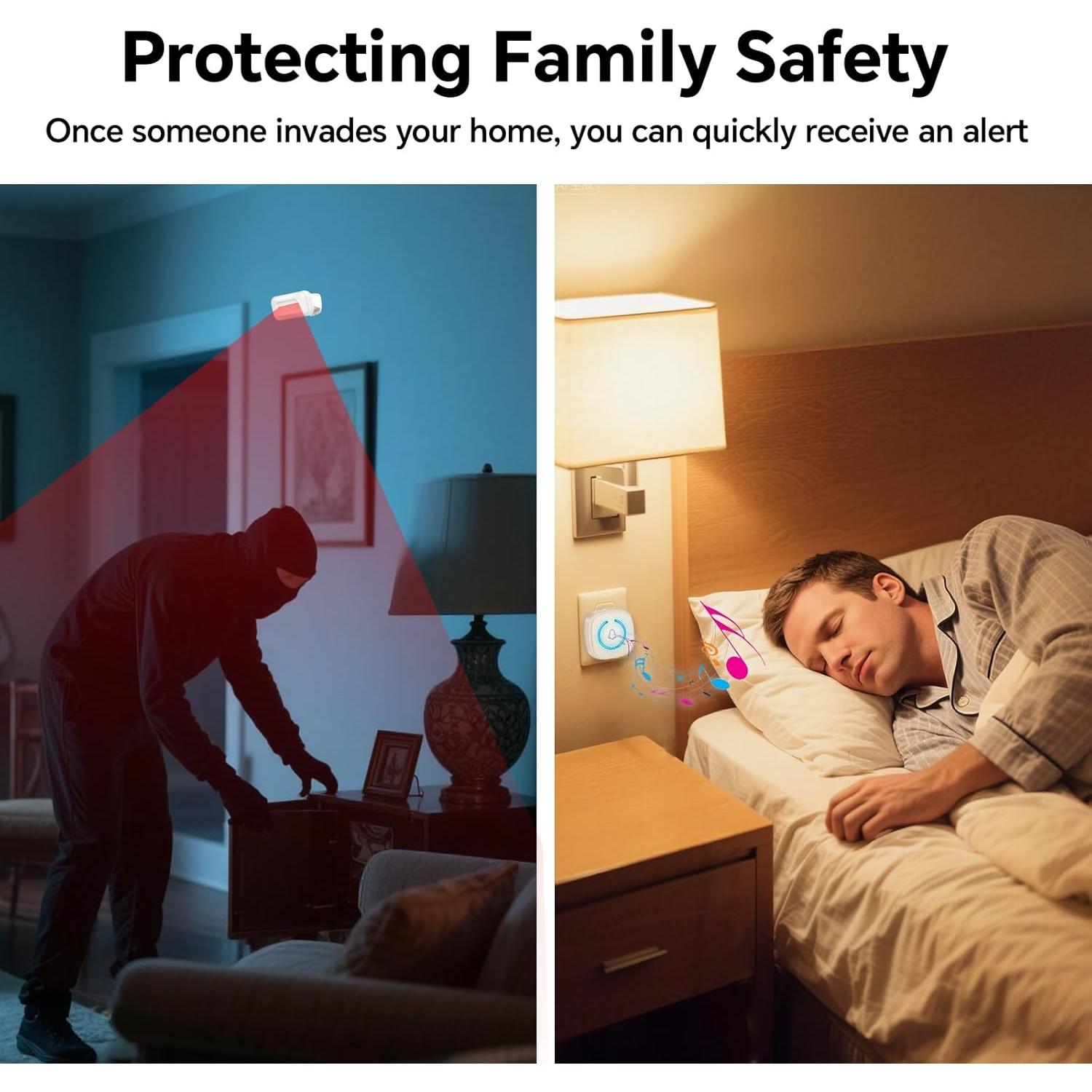 Alarma de Cama MERLRR con 2 Sensores de Movimiento y Receptor