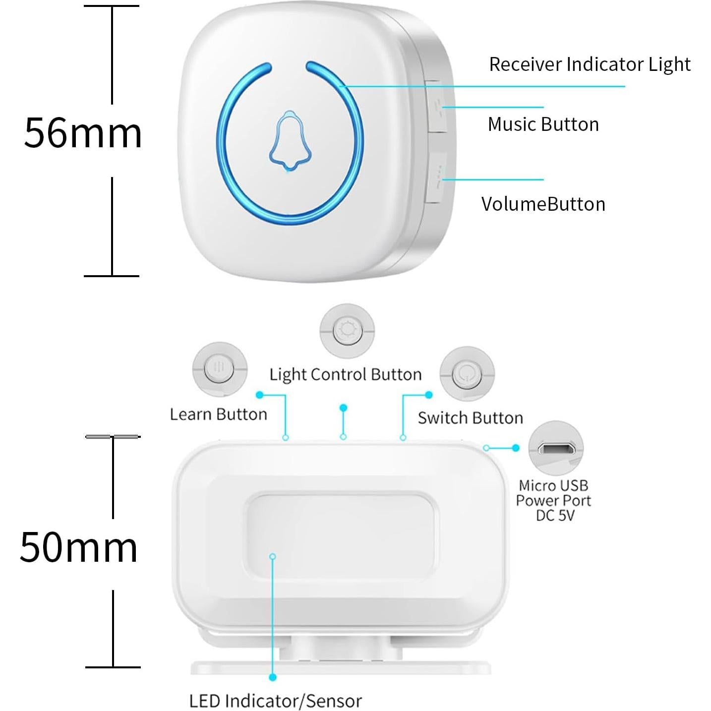 Alarma de Cama MERLRR con 2 Sensores de Movimiento y Receptor