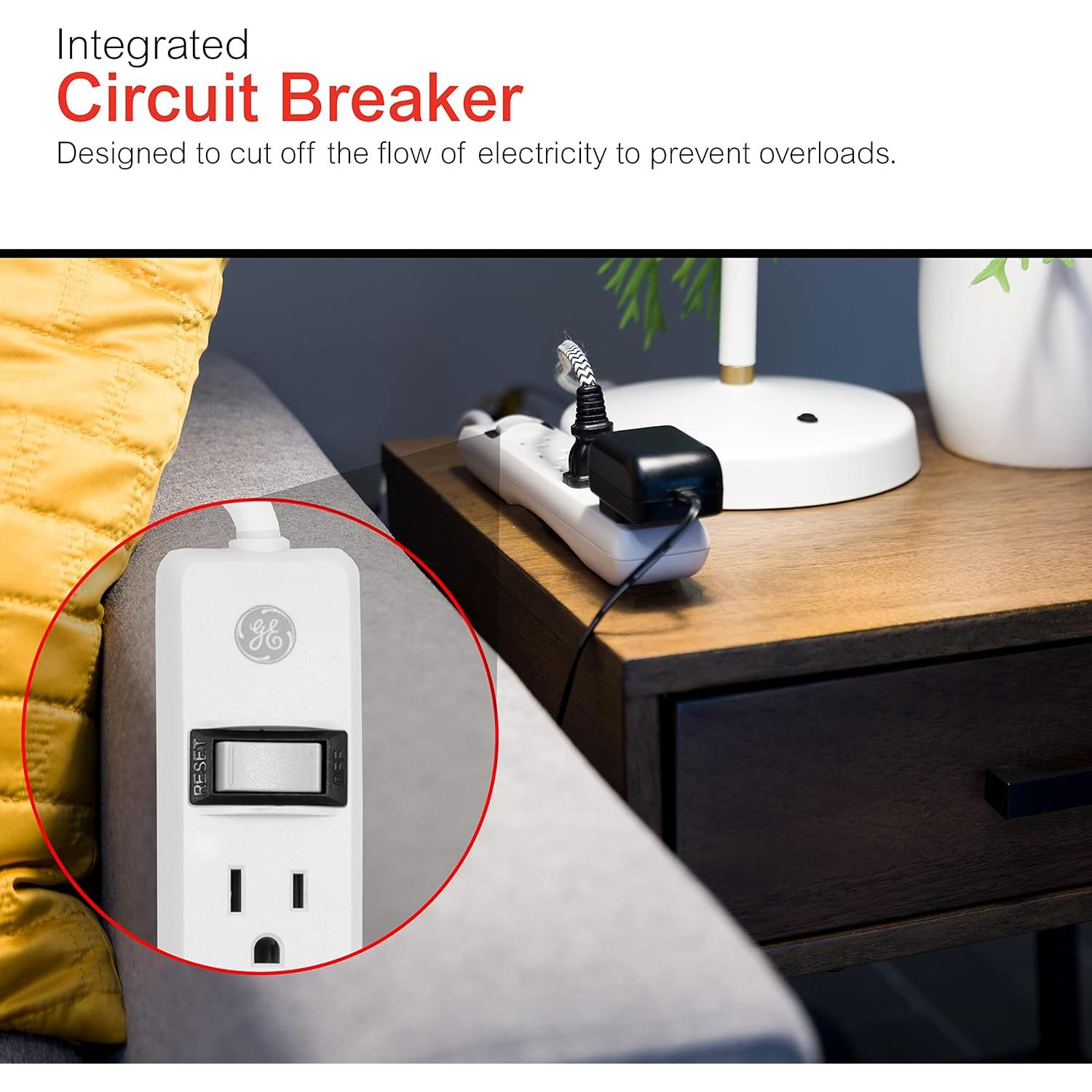 Regleta de 6 Salidas GE 2 Pies con Protección y Montaje en Pared