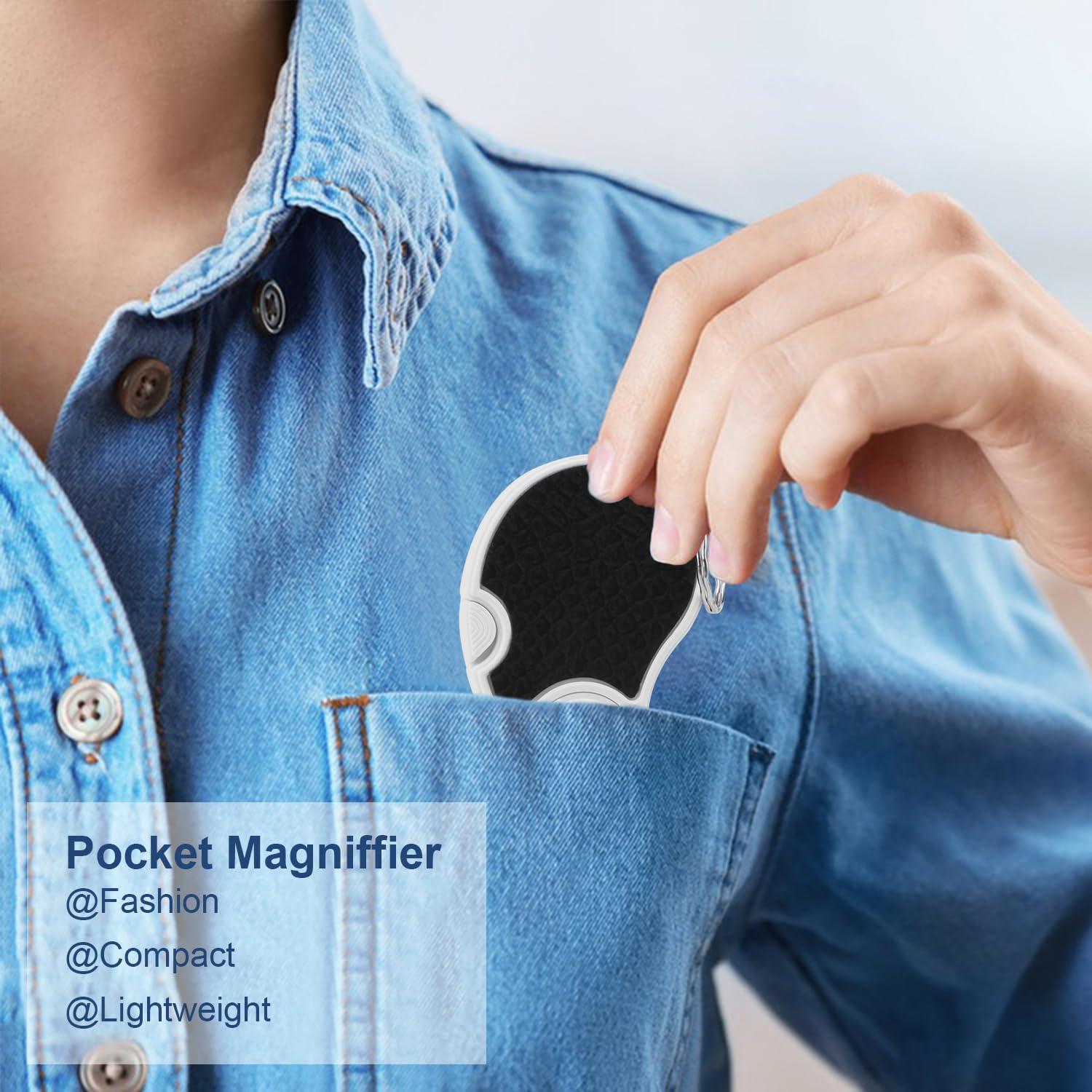 Lupa de bolsillo Rongon 5X con luz LED y llavero - 43 mm