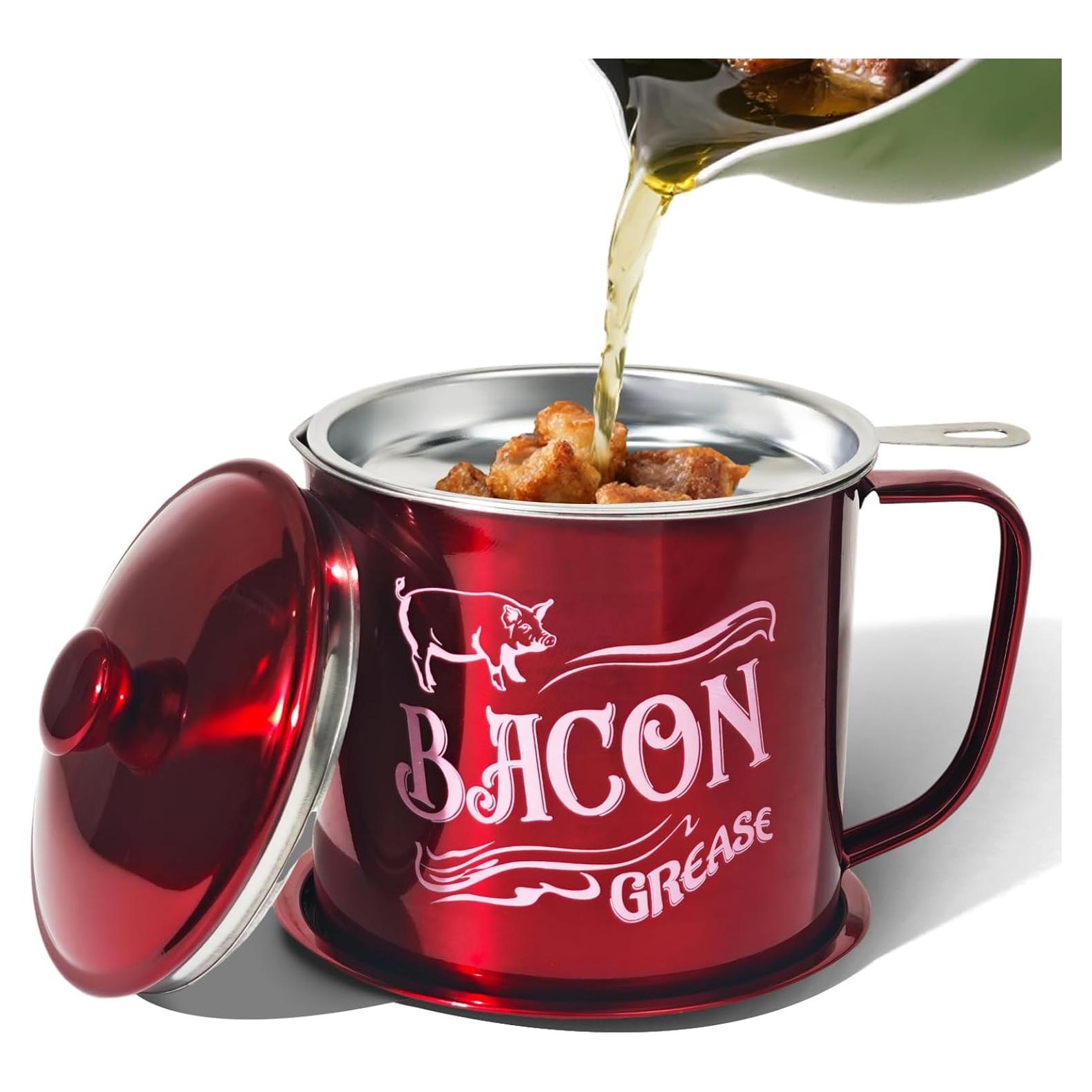 Contenedor de Grasa de Tocino QMET 1.3L con Colador Fino