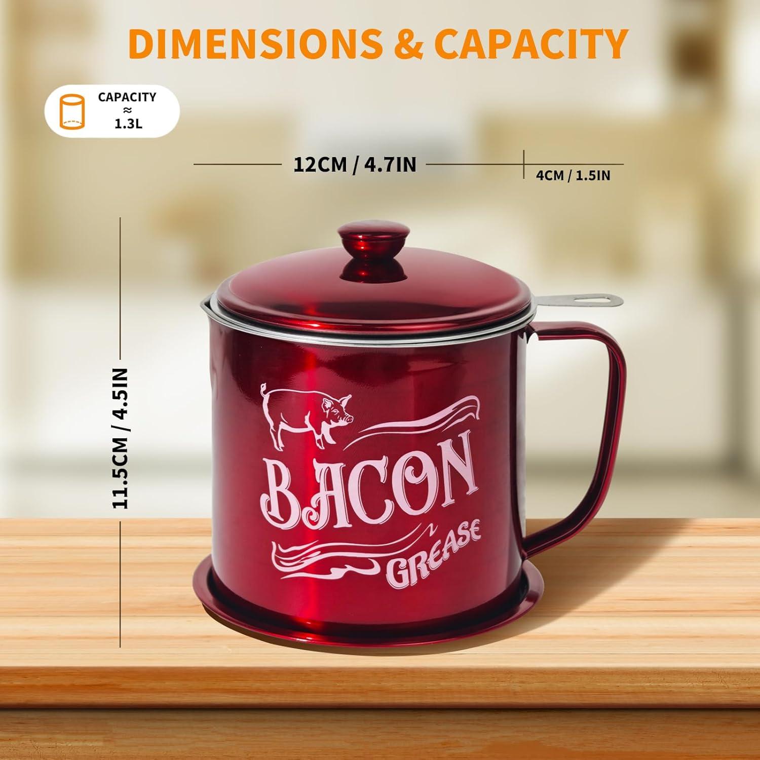 Contenedor de Grasa de Tocino QMET 1.3L con Colador Fino