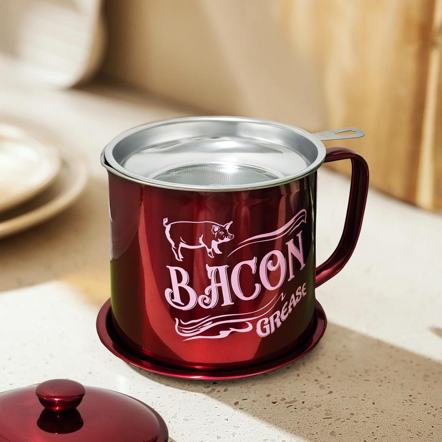 Contenedor de Grasa de Tocino QMET 1.3L con Colador Fino