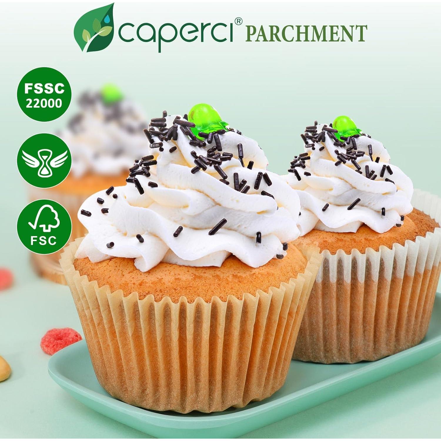 Caperci Forros Jumbo para Muffin 200pcs Papel Pergamino Natural