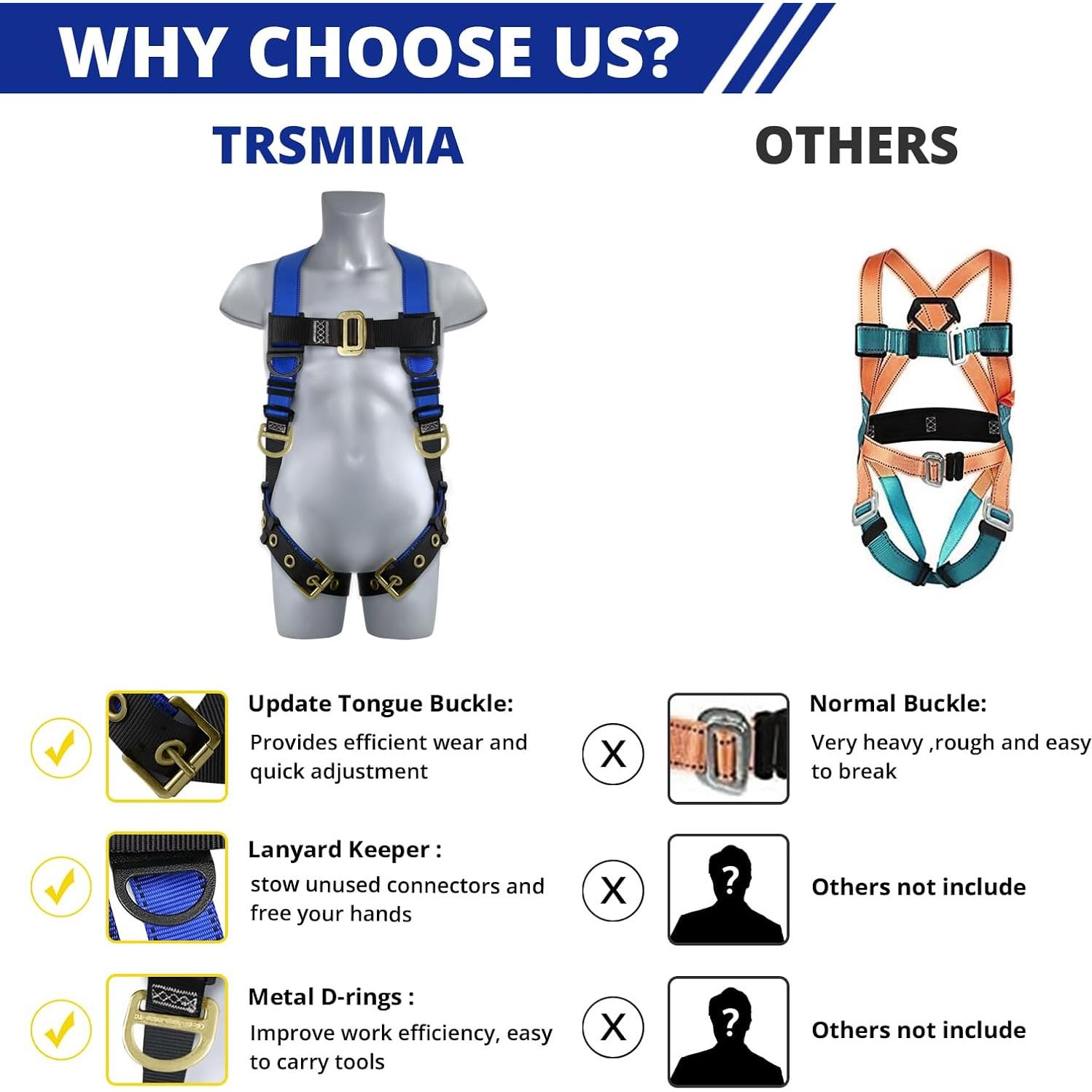 Arnés de Seguridad TRSMIMA Cuerpo Completo 5 Puntos Ajuste
