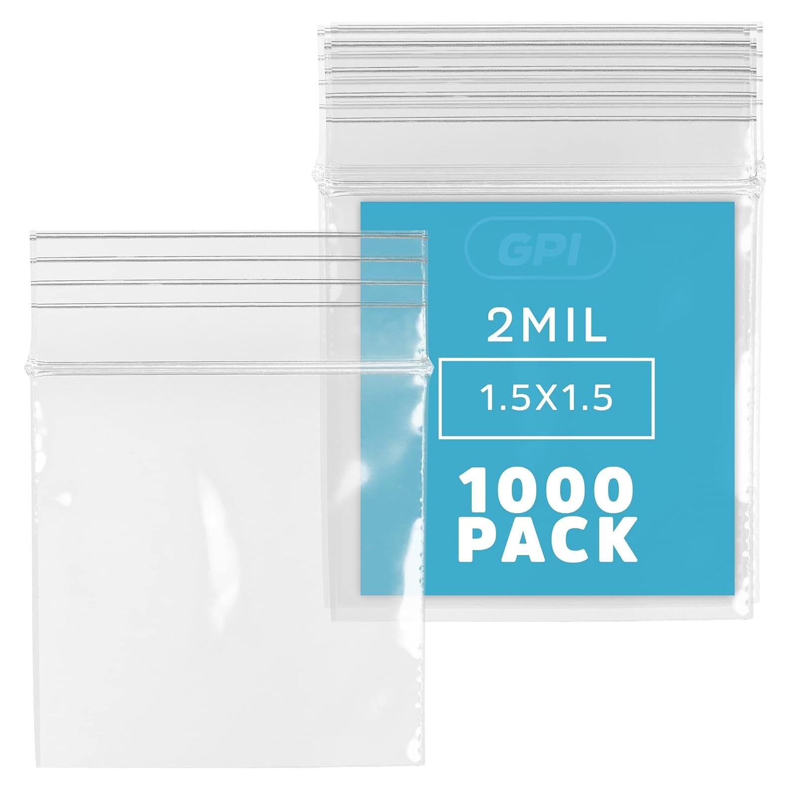 Bolsas de Plástico Transparentes GPI 3.81x3.81 cm 1000 Unidades