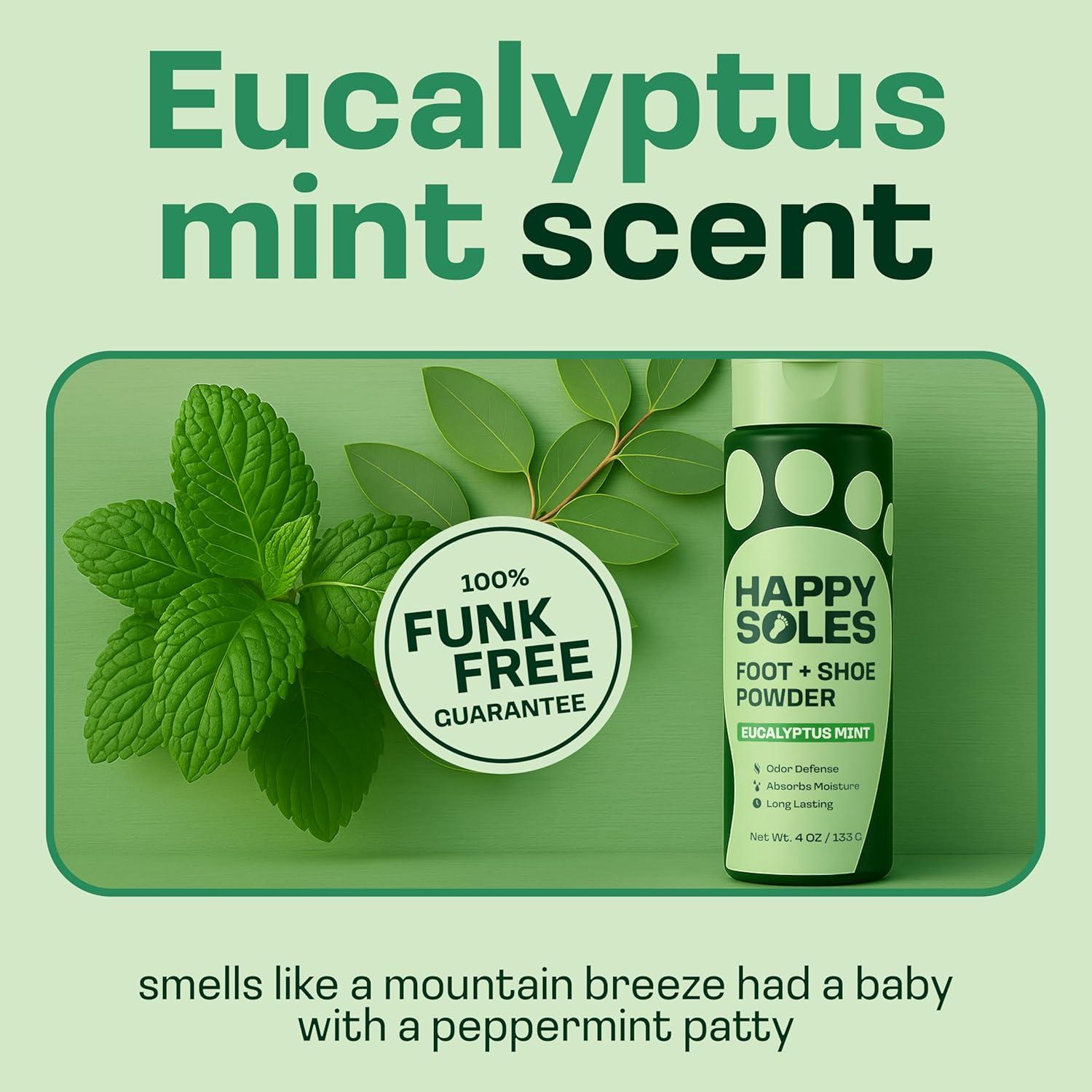 Shoe Deodorizer & Foot Powder - Ultimate Foot Powder for Smelly Feet & Odor Control - Sweat-Absorbing & Long-Lasting Freshness - For Sweaty Feet & Unpleasant Shoe Smell (Eucalyptus Mint)