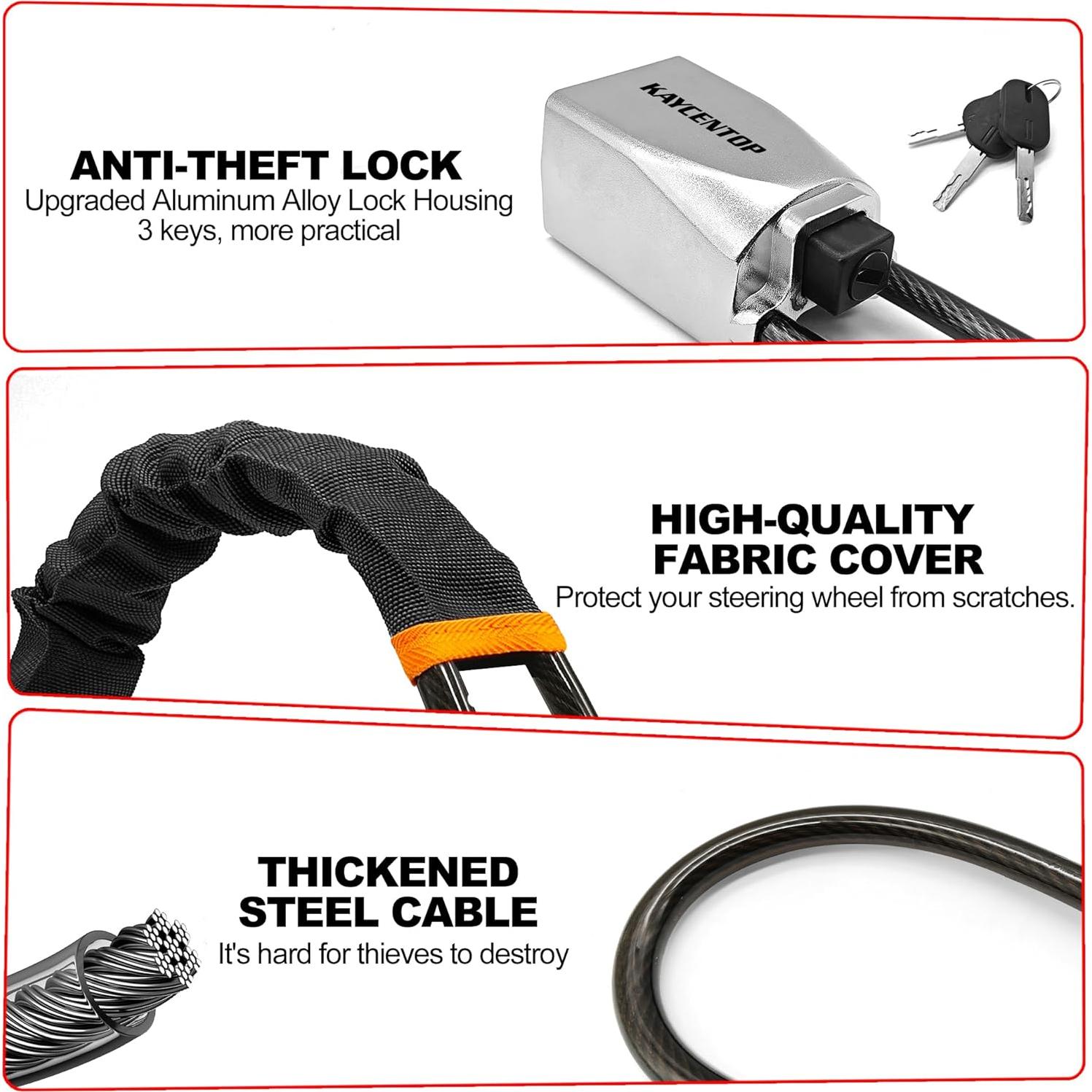 Bloqueo de Volante KAYCENTOP Antirrobo Universal 43 cm