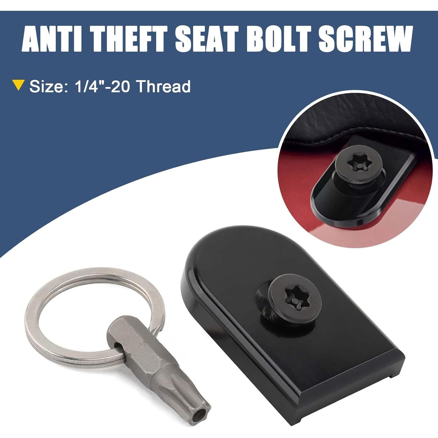 Tornillo Antirrobo 1/4"-20 Jiataban para Asiento Moto Negro