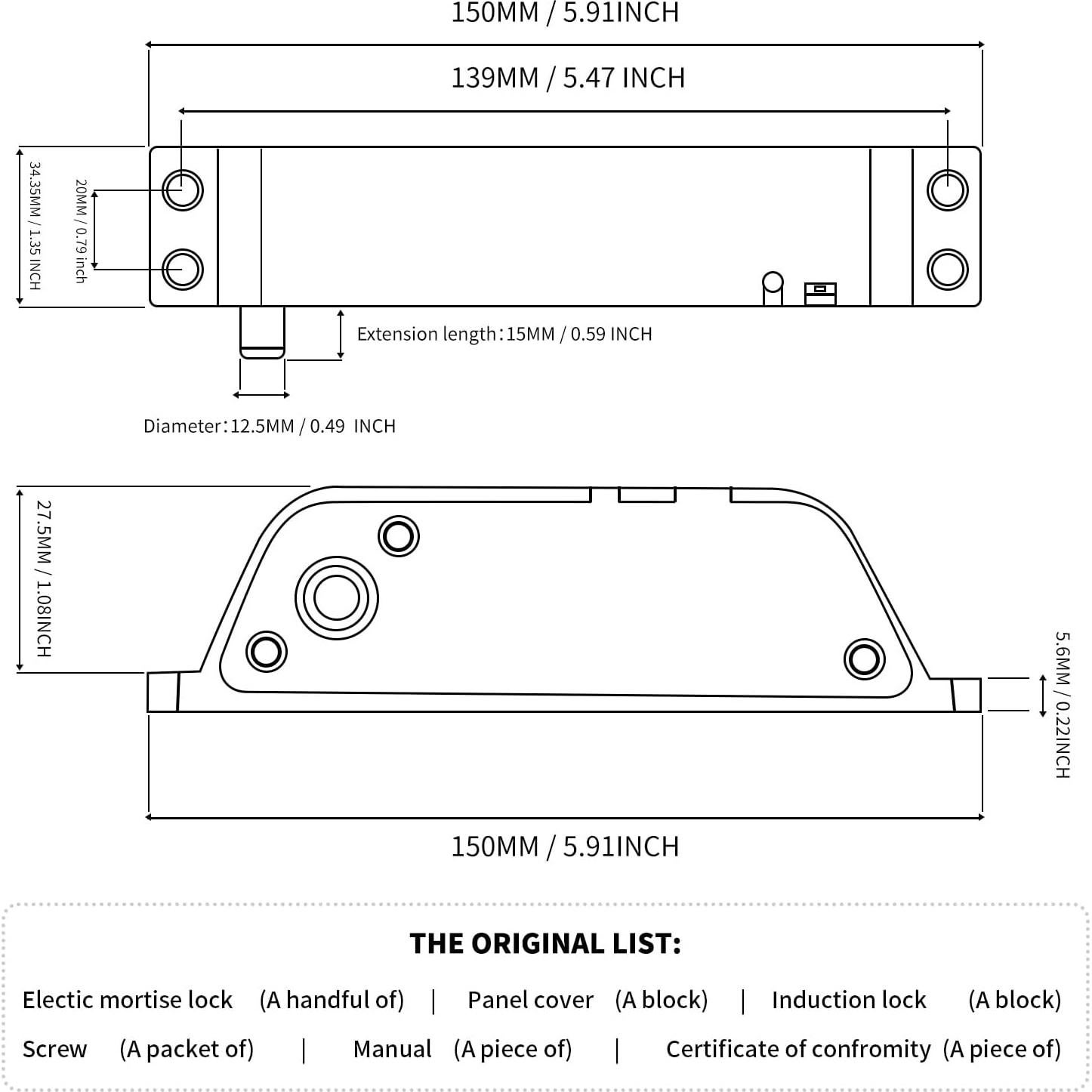 Cerradura de Perno Eléctrico NCLTHS 12V/24V Modo NC Seguridad