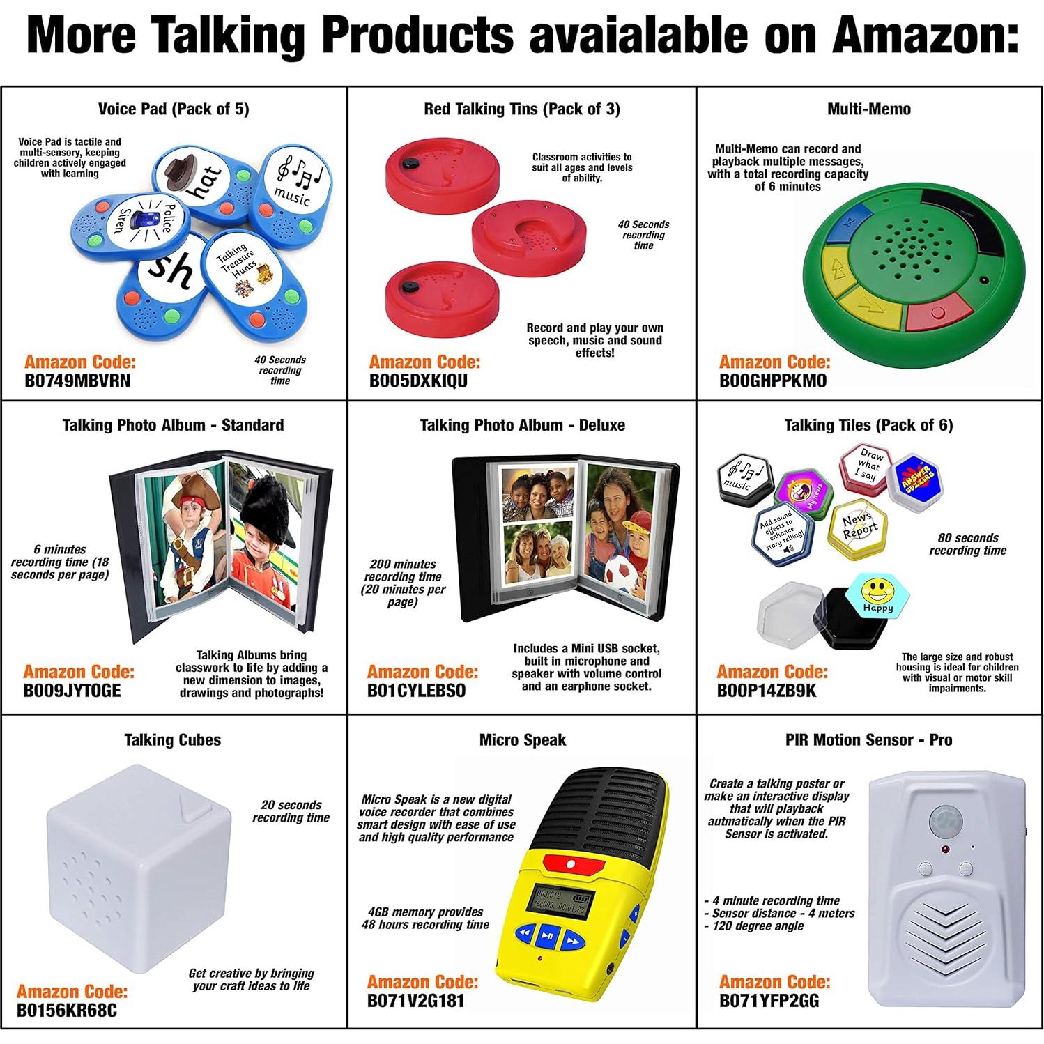 Latas de Sonido Grabables Productos que Hablan, Paquete de 3, Amarillo, 20 Segundos