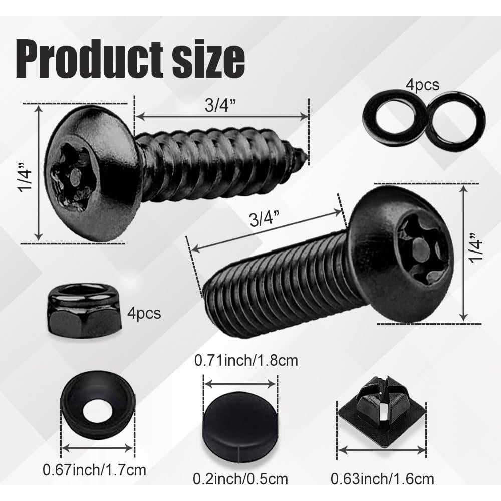 Tornillos de Placa de Matrícula Antirrobo WINUERK M6 Acero Inoxidable