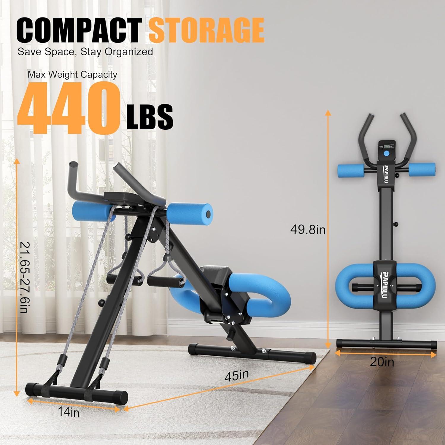 Entrenador Abdominal Ajustable PAPIBLU - Equipo Plegable para Ejercicio