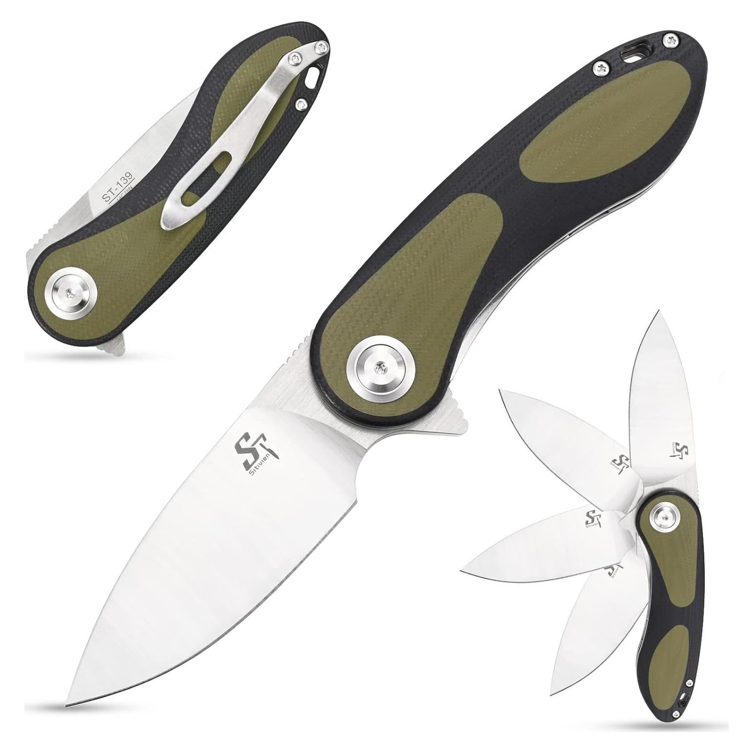 Cuchillo Plegable Sitivien ST139 Acero Sandvik 14C28N 19cm