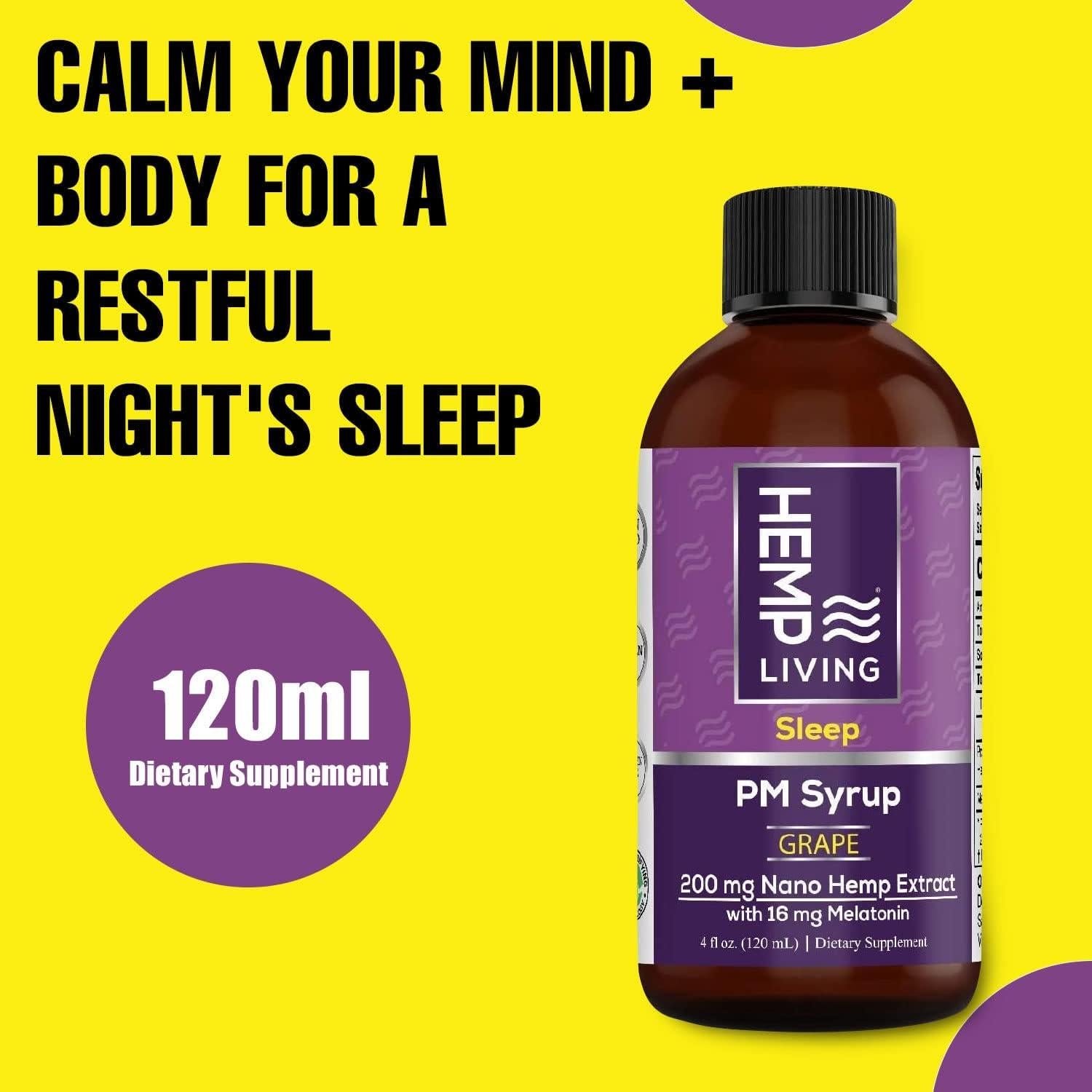 Jarabe para Dormir Hemp Living 200 MG Melatonina Sabor Uva