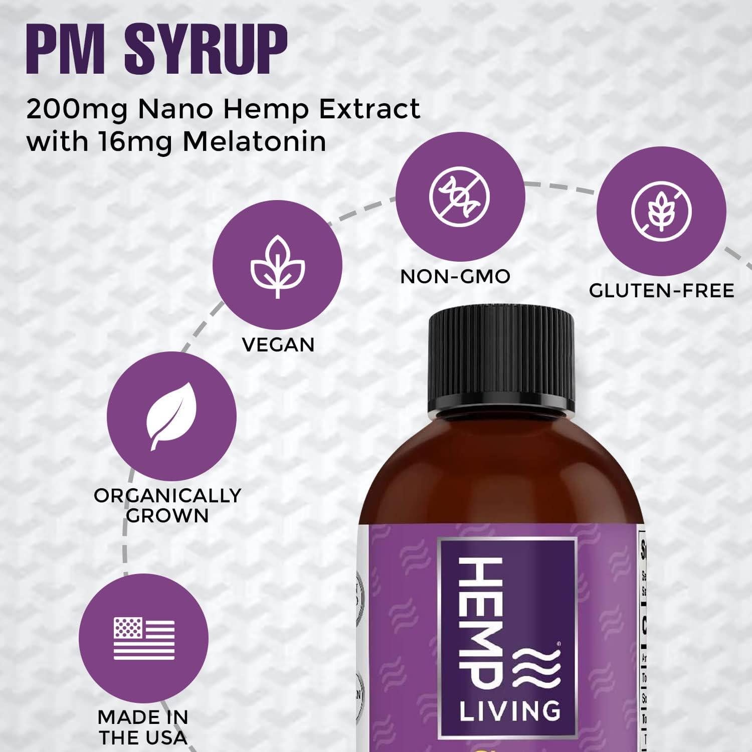 Jarabe para Dormir Hemp Living 200 MG Melatonina Sabor Uva