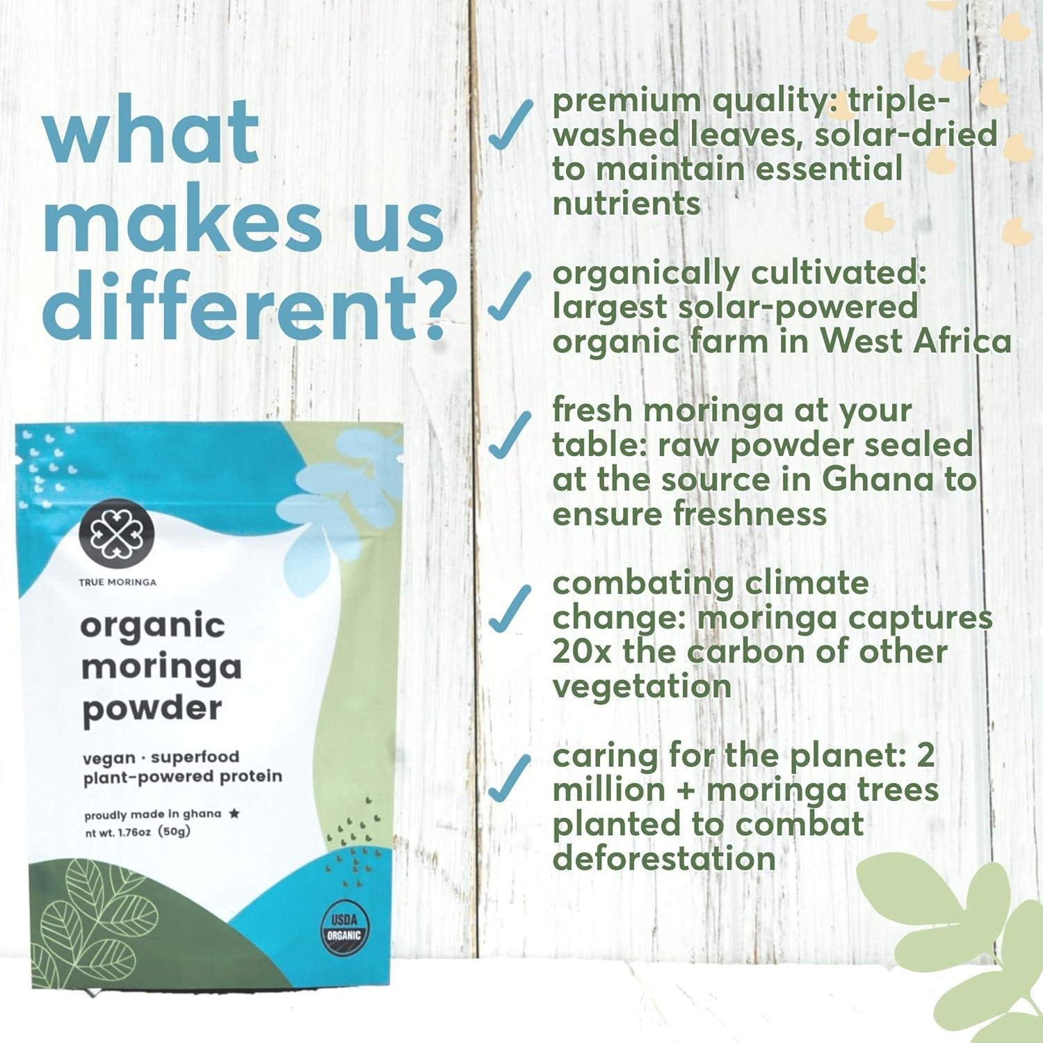 Polvo de Moringa Orgánico True Moringa 50g - Certificado USDA