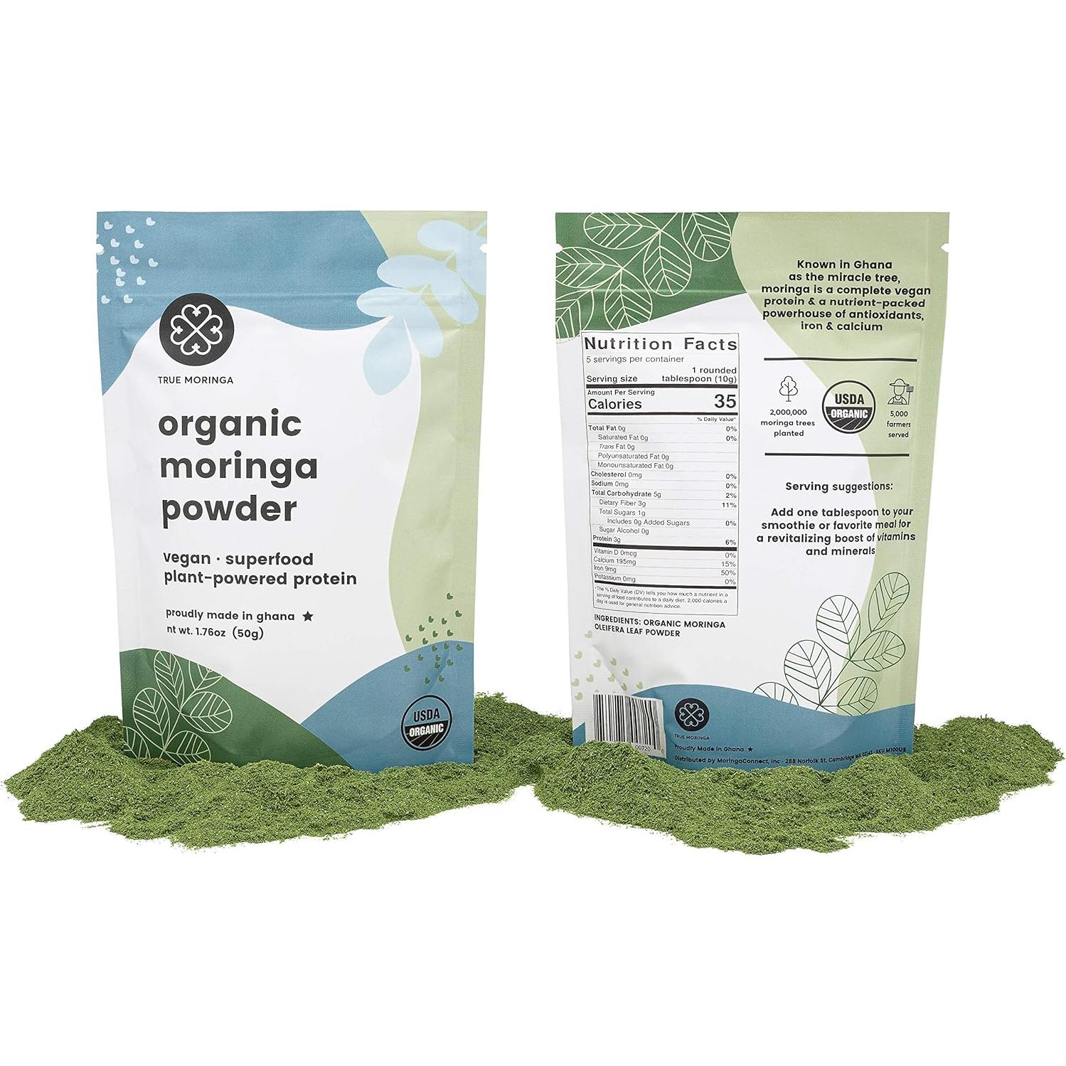 Polvo de Moringa Orgánico True Moringa 50g - Certificado USDA
